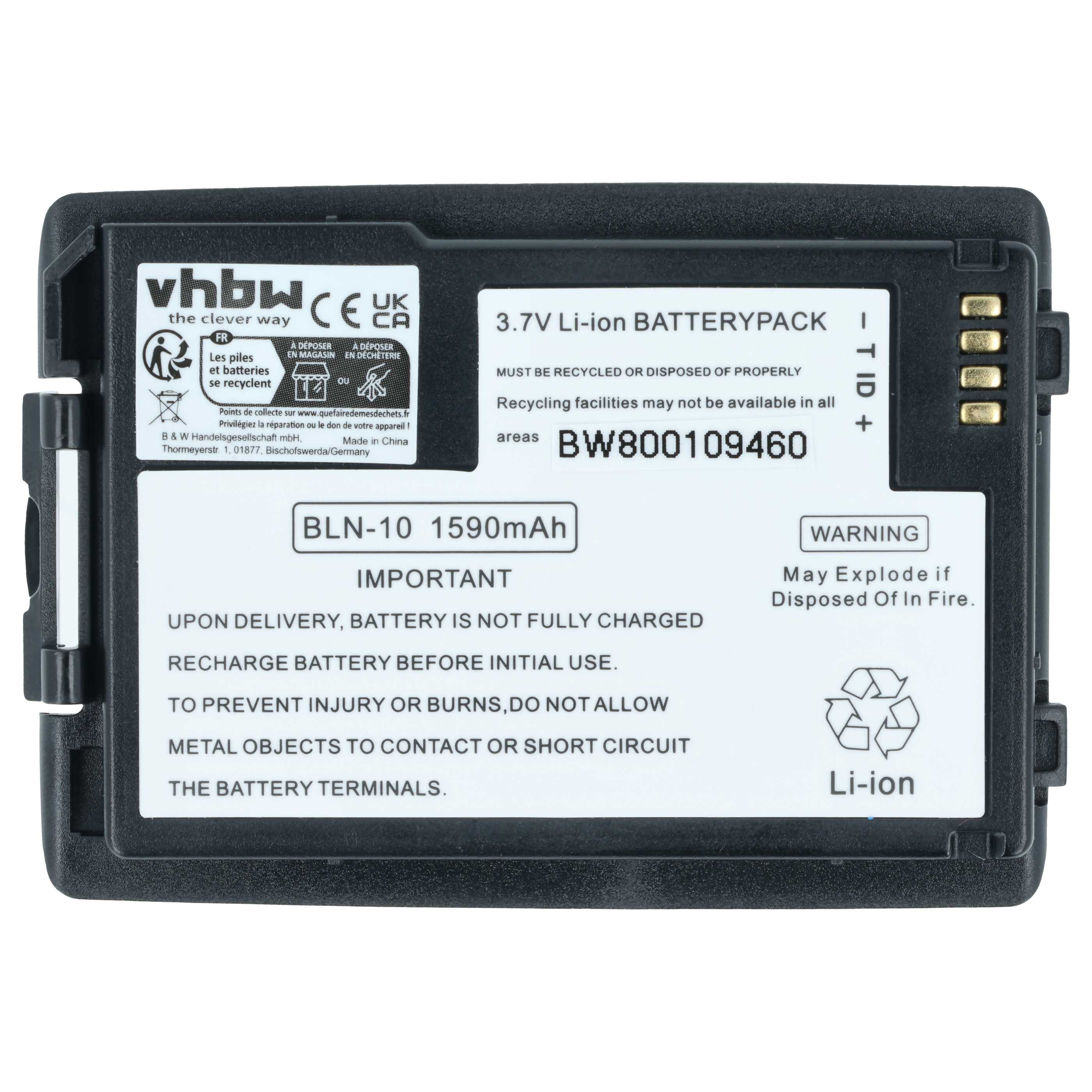 Radio Battery replaces EADS HT9980AA, BLN-10 - 1590 mAh 3.7 V Li-Ion