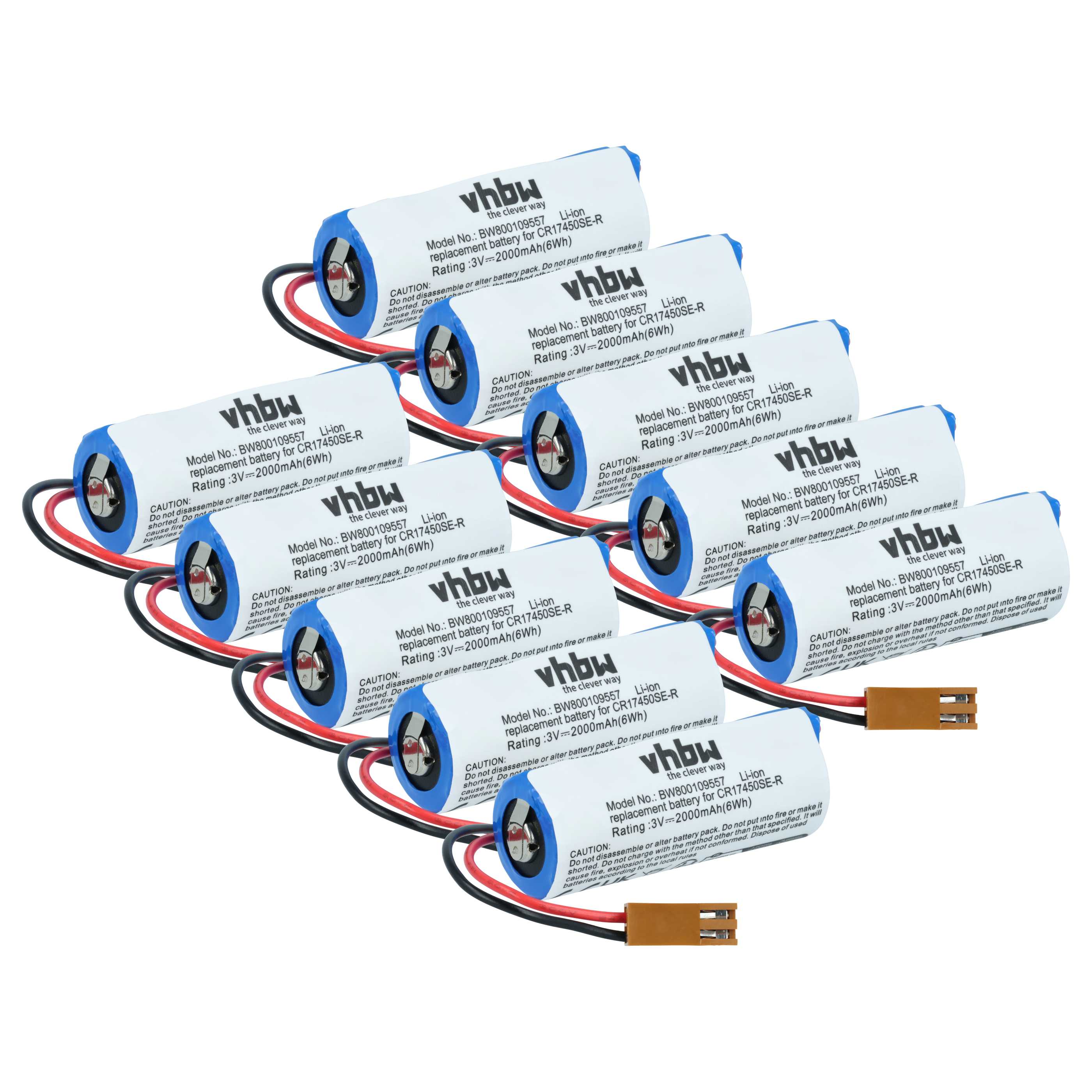 Industrial Controller 10x Battery replaces A02B0200K102, A02B-0200-K102, CR17450ER-CX - 2000mAh 3V Li-Ion