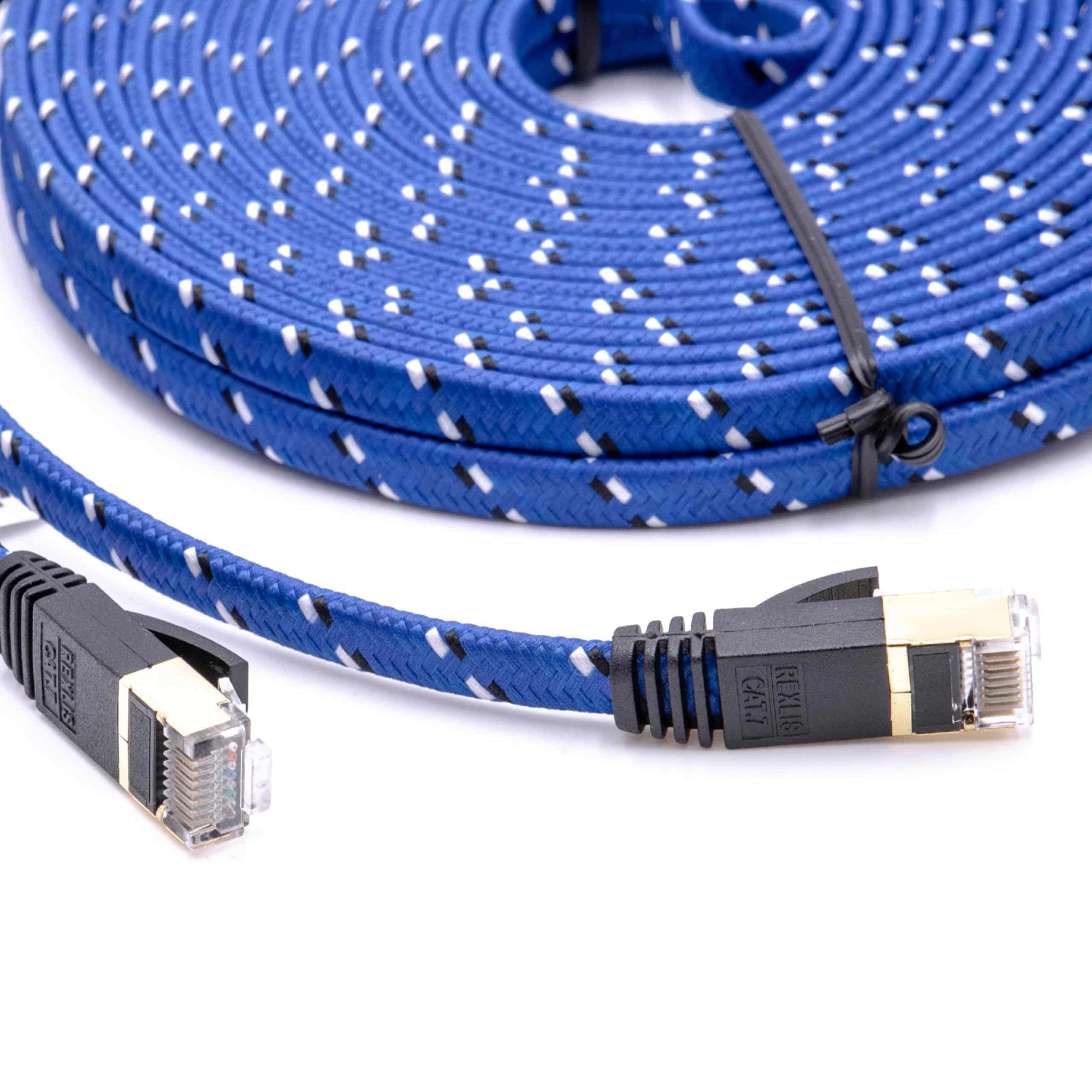 Netzwerkkabel LAN Kabel Patchkabel Cat7, 10m, blau, flach