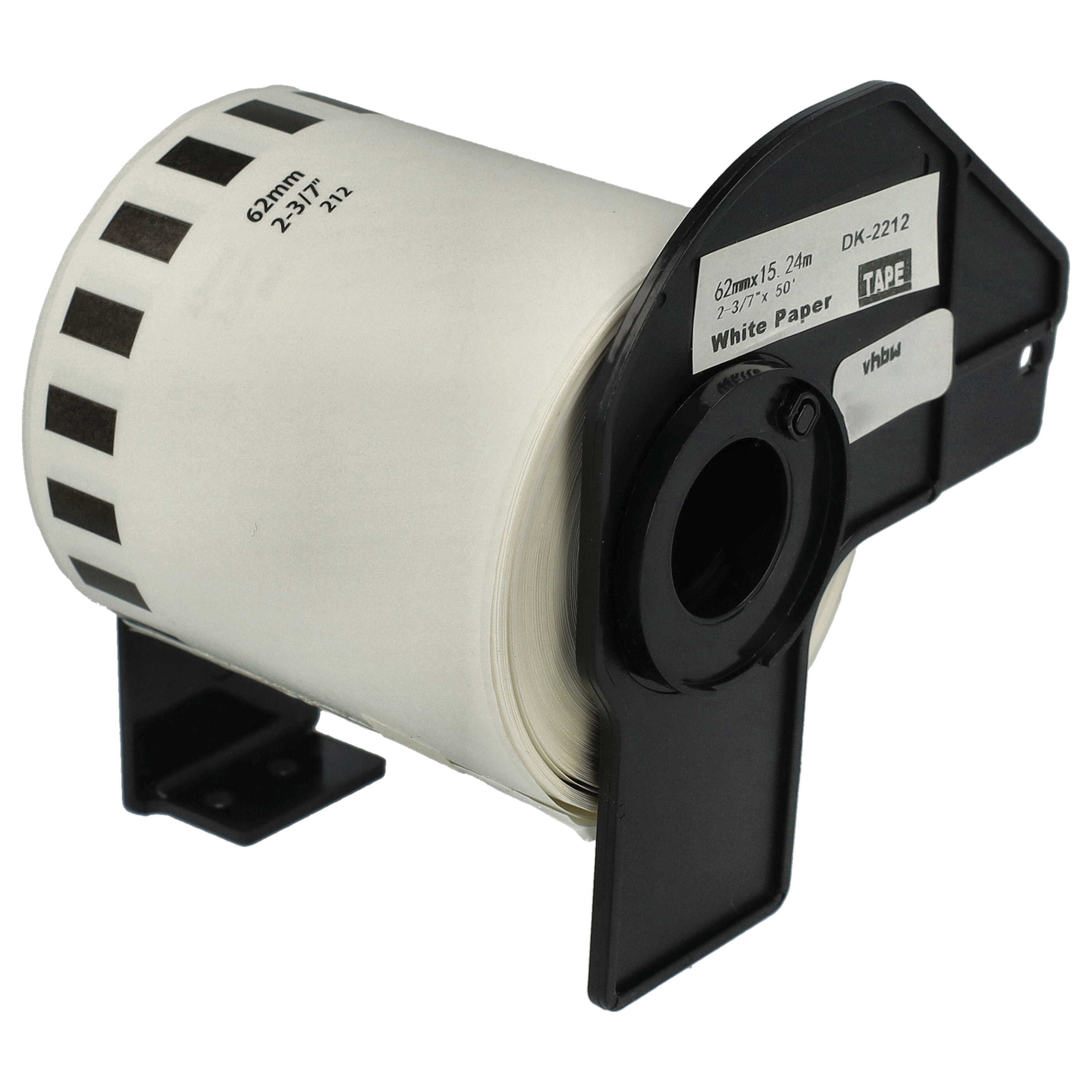 5x Label Roll replaces Brother DK-22212 Labeller - 62 mm x 15.24 m + Holder