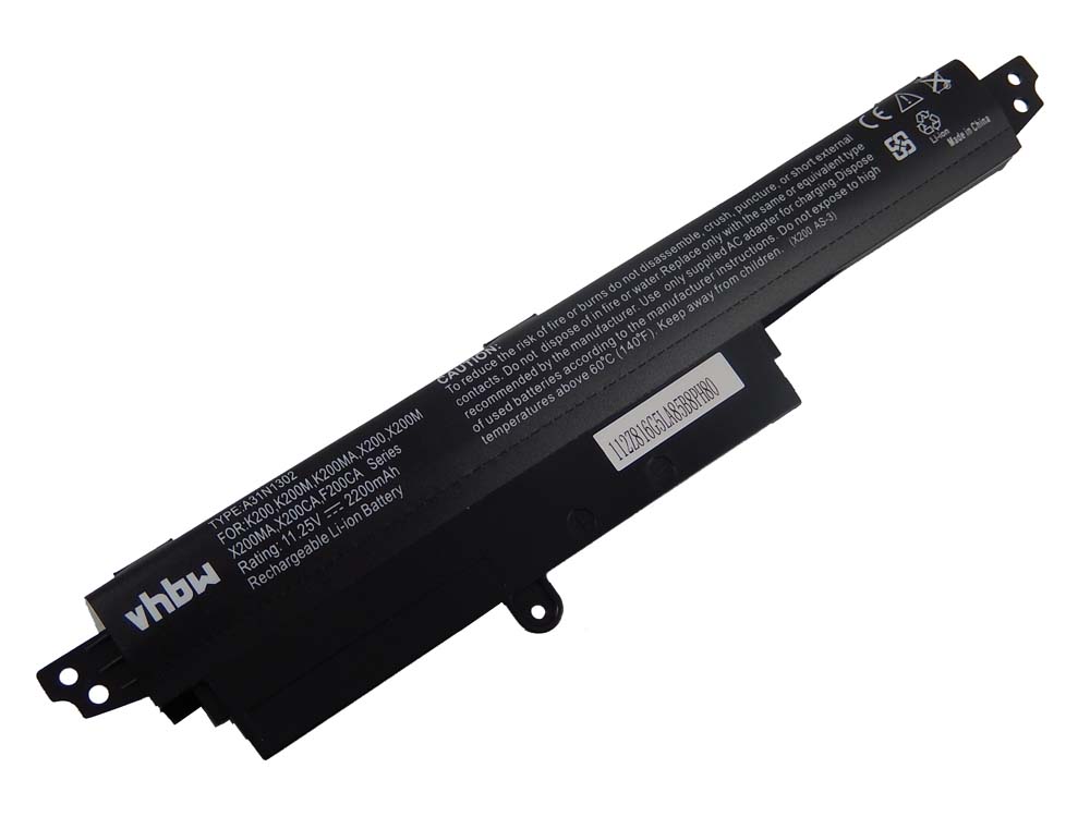 Batterie remplace Asus 1566-6868, 0B110-00240100E pour ordinateur portable - 2200mAh 11,25V Li-ion, noir