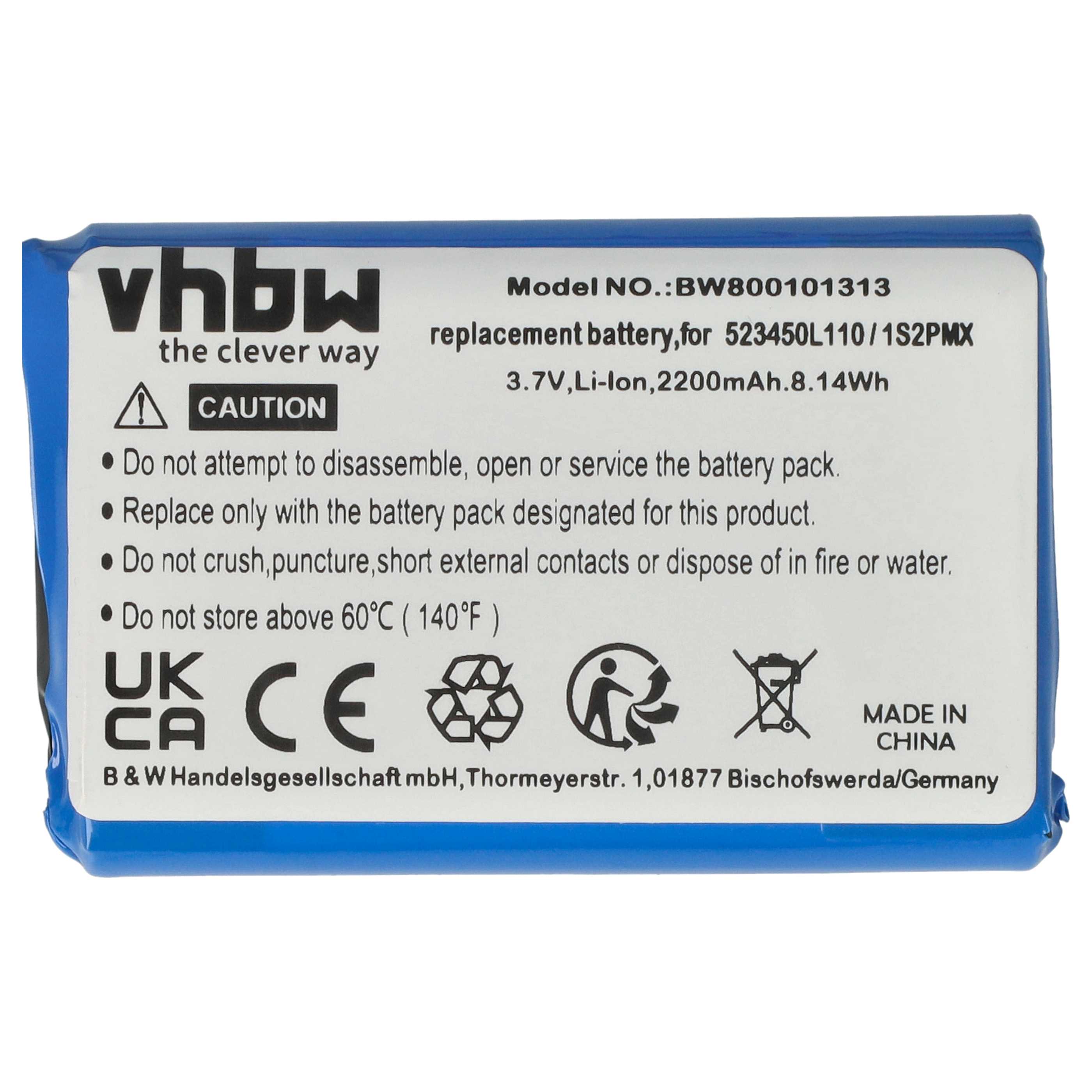 Akumulator do nawigacji GPS zamiennik BLAUPUNKT 1S2PMX, 523450L110 - 2200 mAh 3,7 V Li-Ion