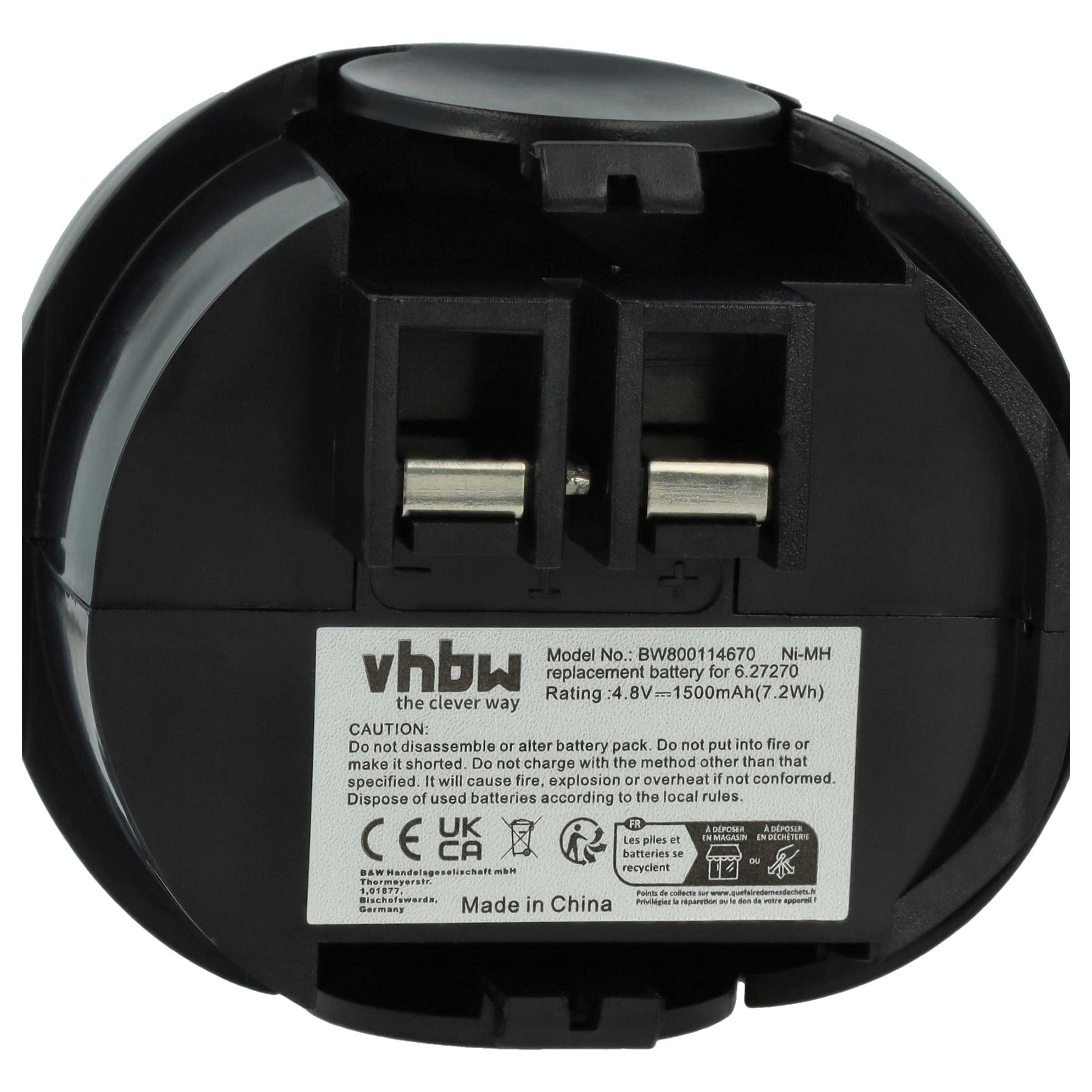 Akku (2x Stück) 4,8V als Ersatz für Metabo 6.27270, 6.27271, 6.27273, 6.31858, 0700 950 013 - 1,5Ah, NiMH