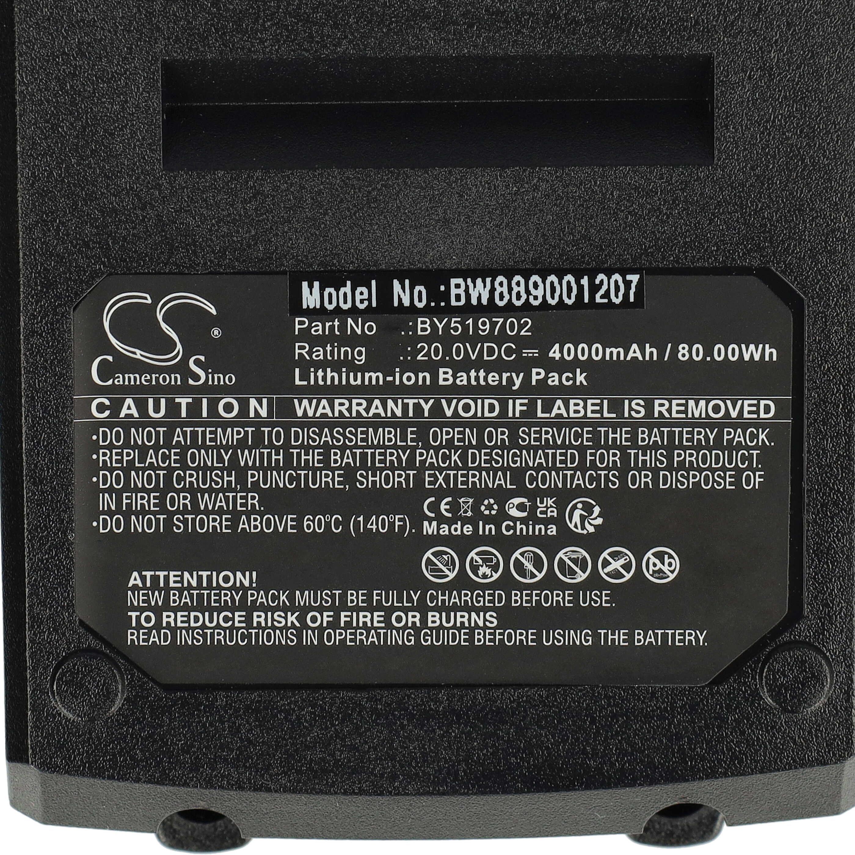 Battery replaces Skil BR1E3104AA, BY519702 Electric Power Tool - 4000 mAh, 20 V, Li-Ion
