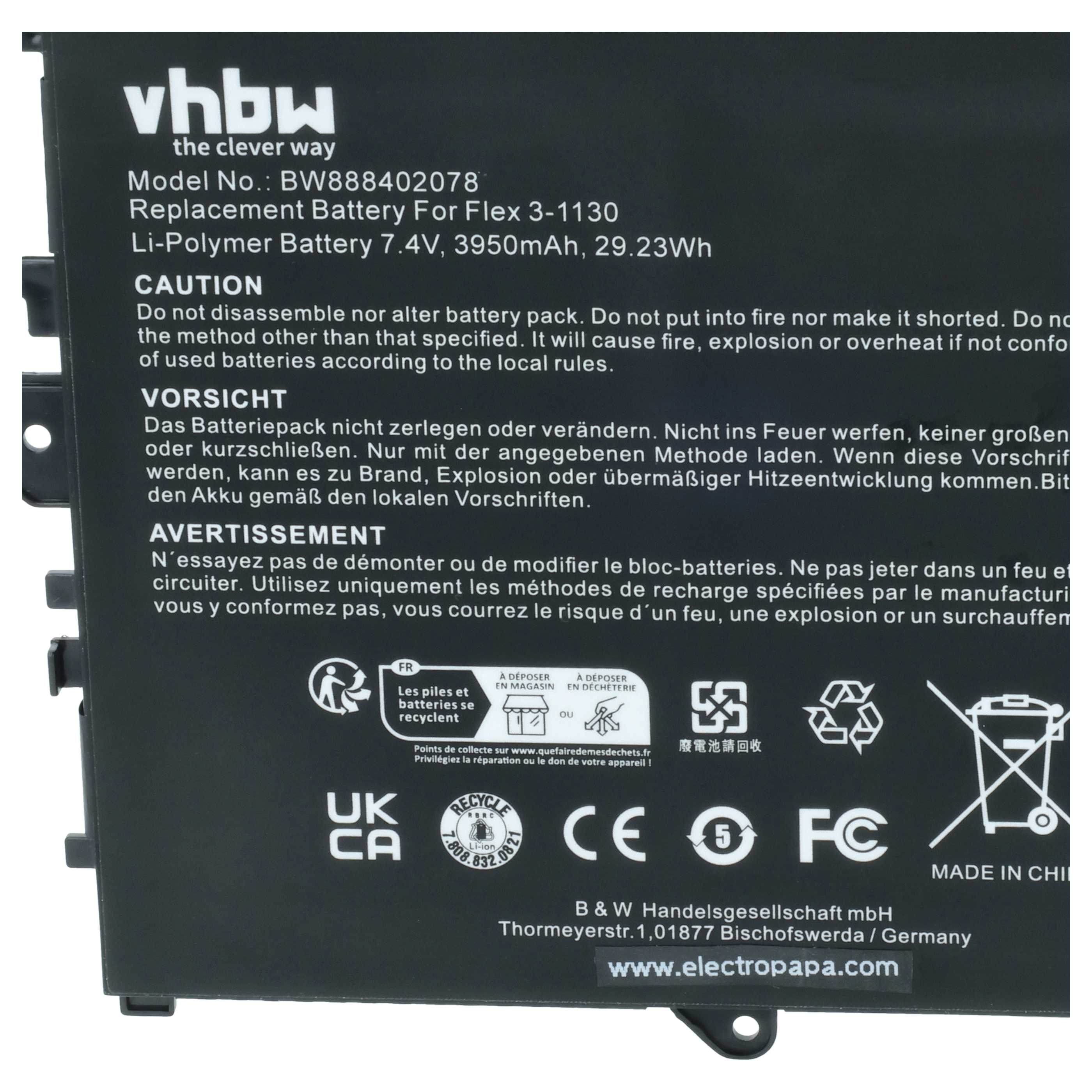Akumulator do laptopa zamiennik Lenovo 5B10K10168, 5B10H11758, 5B10H09630, 5B10H09632 - 3950 mAh 7,4 V LiPo