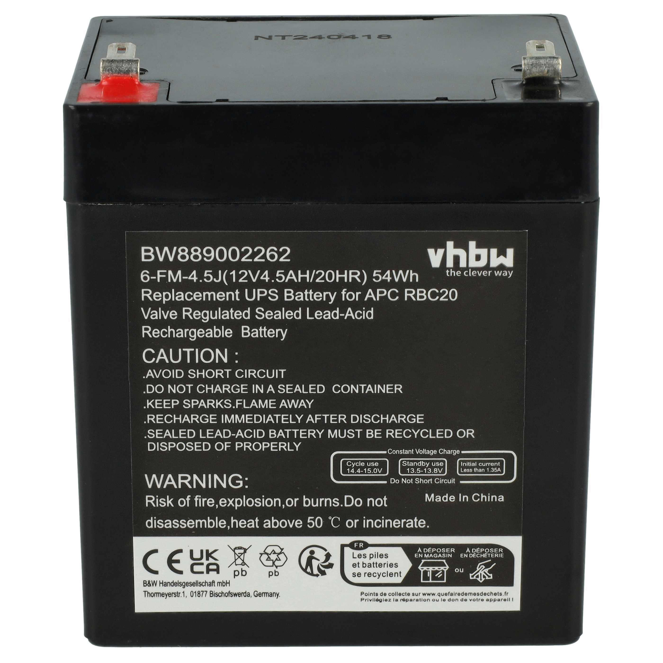 USV-Akku (4 Stück) als Ersatz für APC RBC20 für APC - 4500mAh 12V AGM