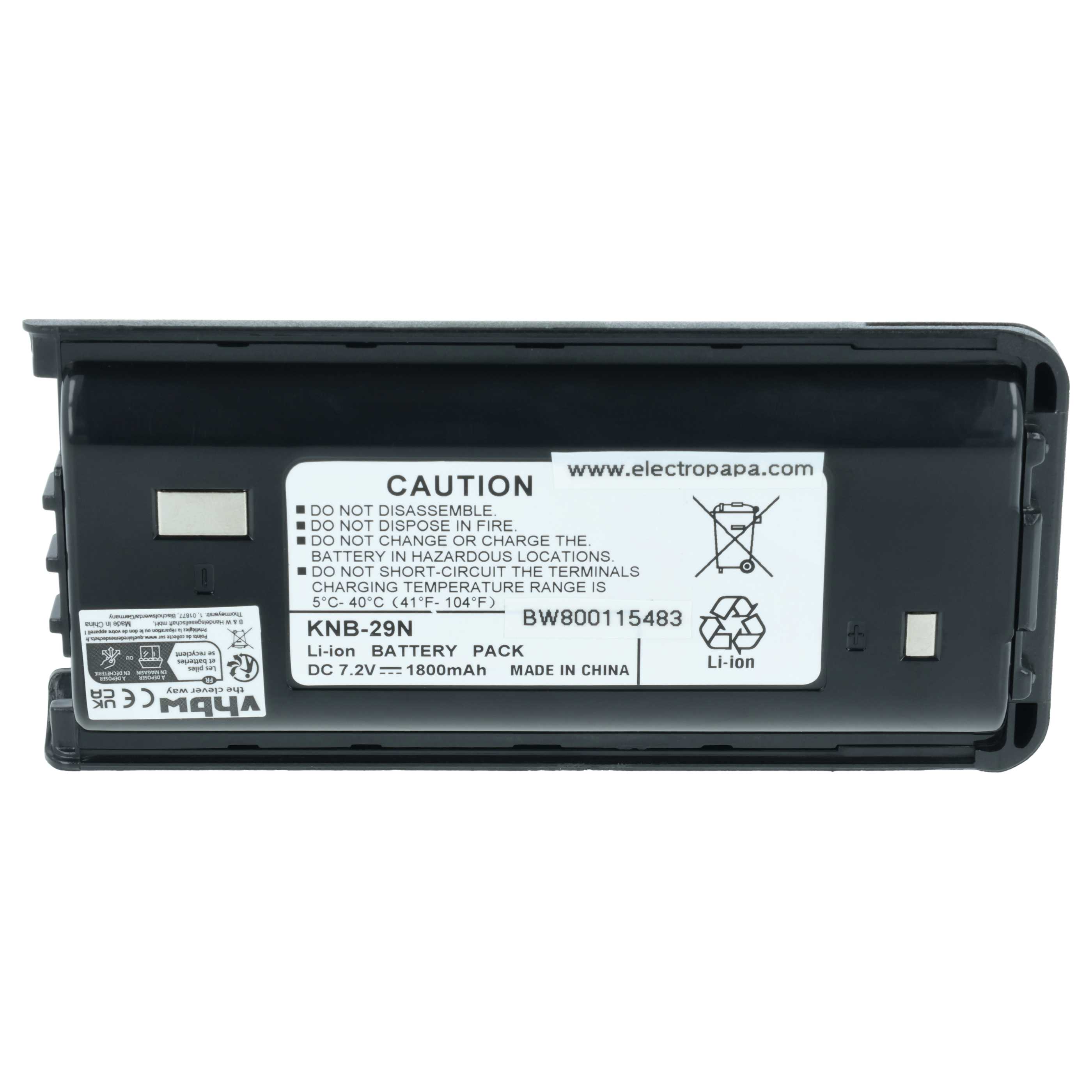 Batteria sostituisce Kenwood BPKNB45LI, BPKNB29MHXT-1, BPKNB29MH per dispositivo radio - 1800mAh 7,4V Li-Ion