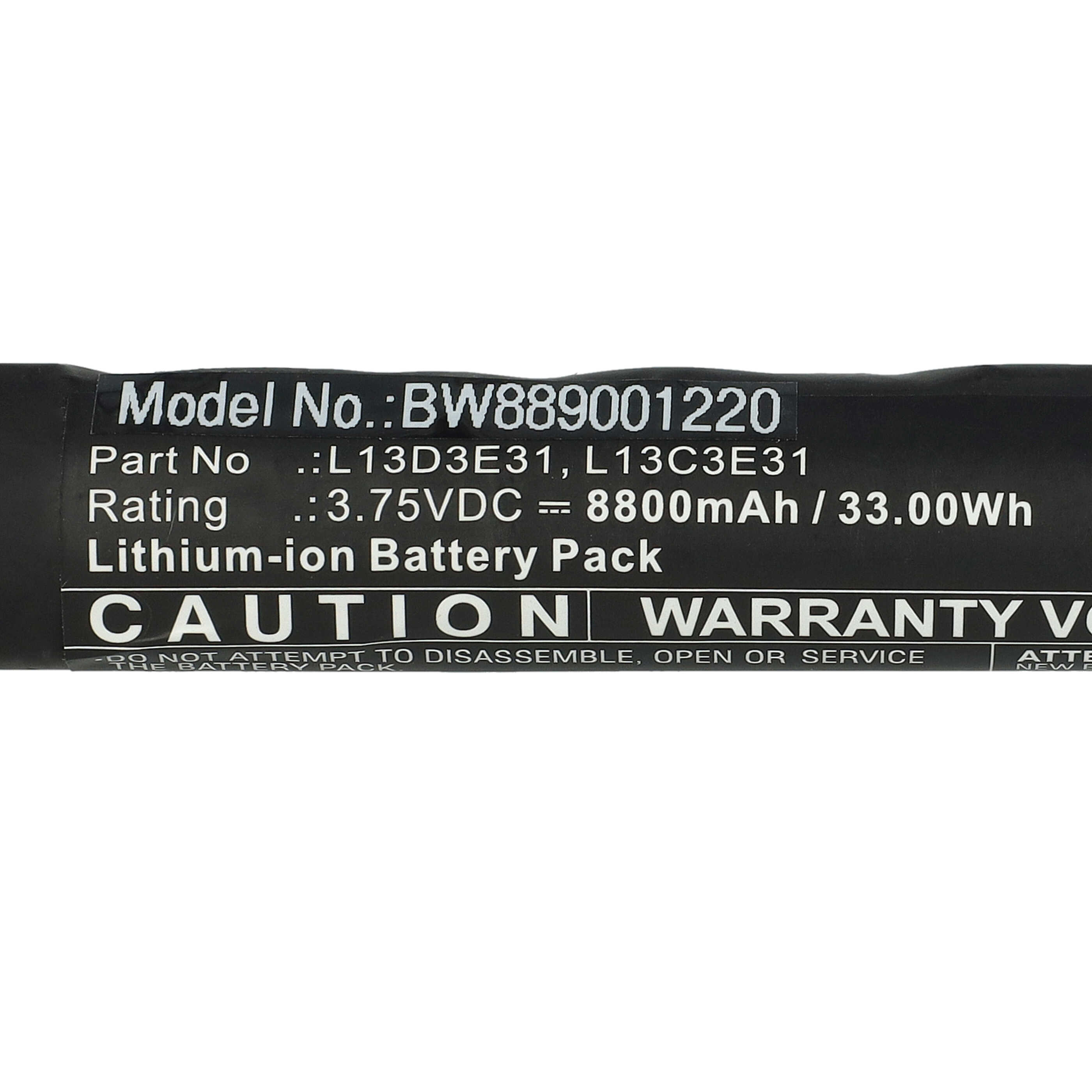 Notebook Battery Replacement for Lenovo CS-LVY108NB, L13D3E31, L13C3E31 - 8800mAh 3.75V Li-Ion