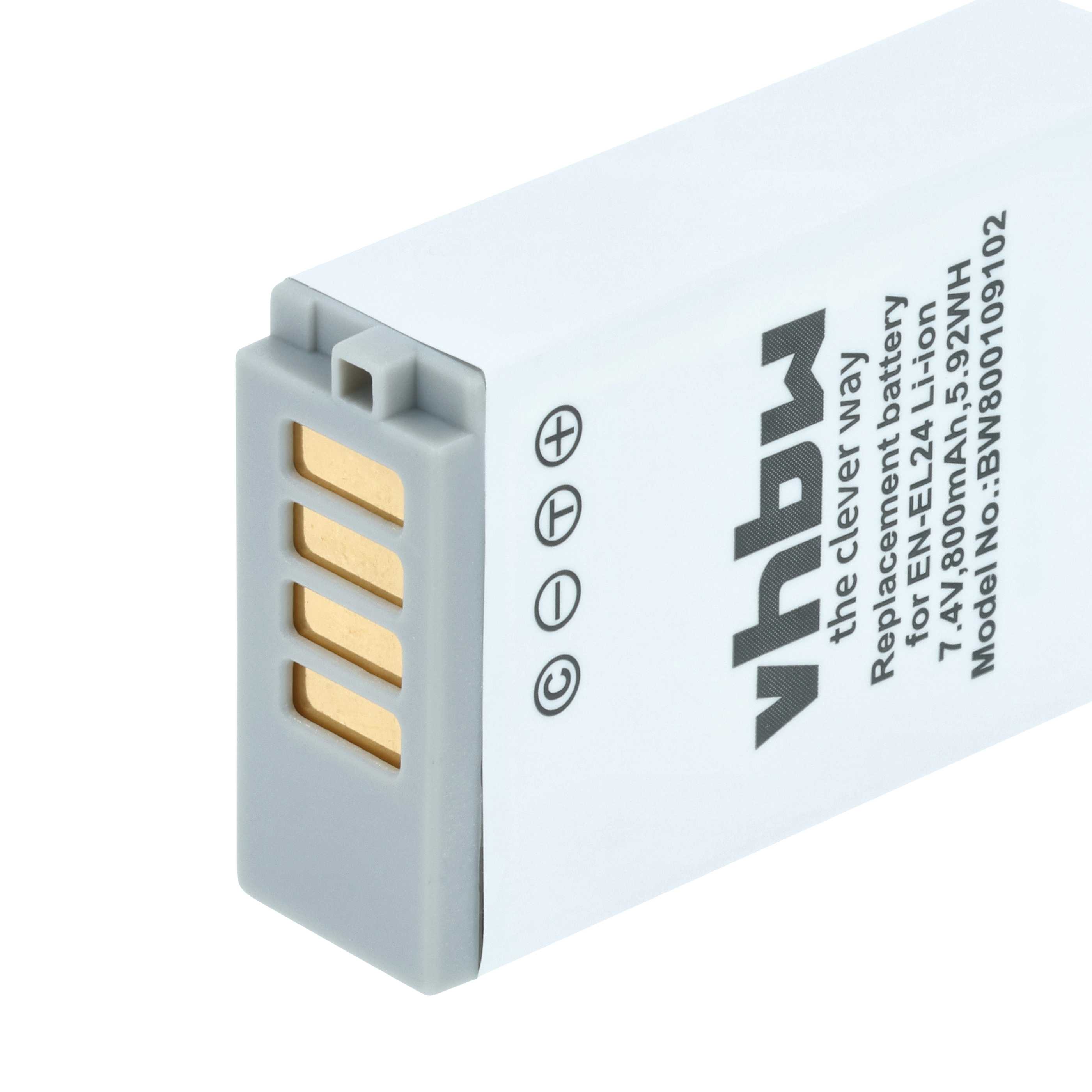 Battery replaces Nikon VFB11901, EN-EL24 - 800mAh, 7.2V, Li-Ion