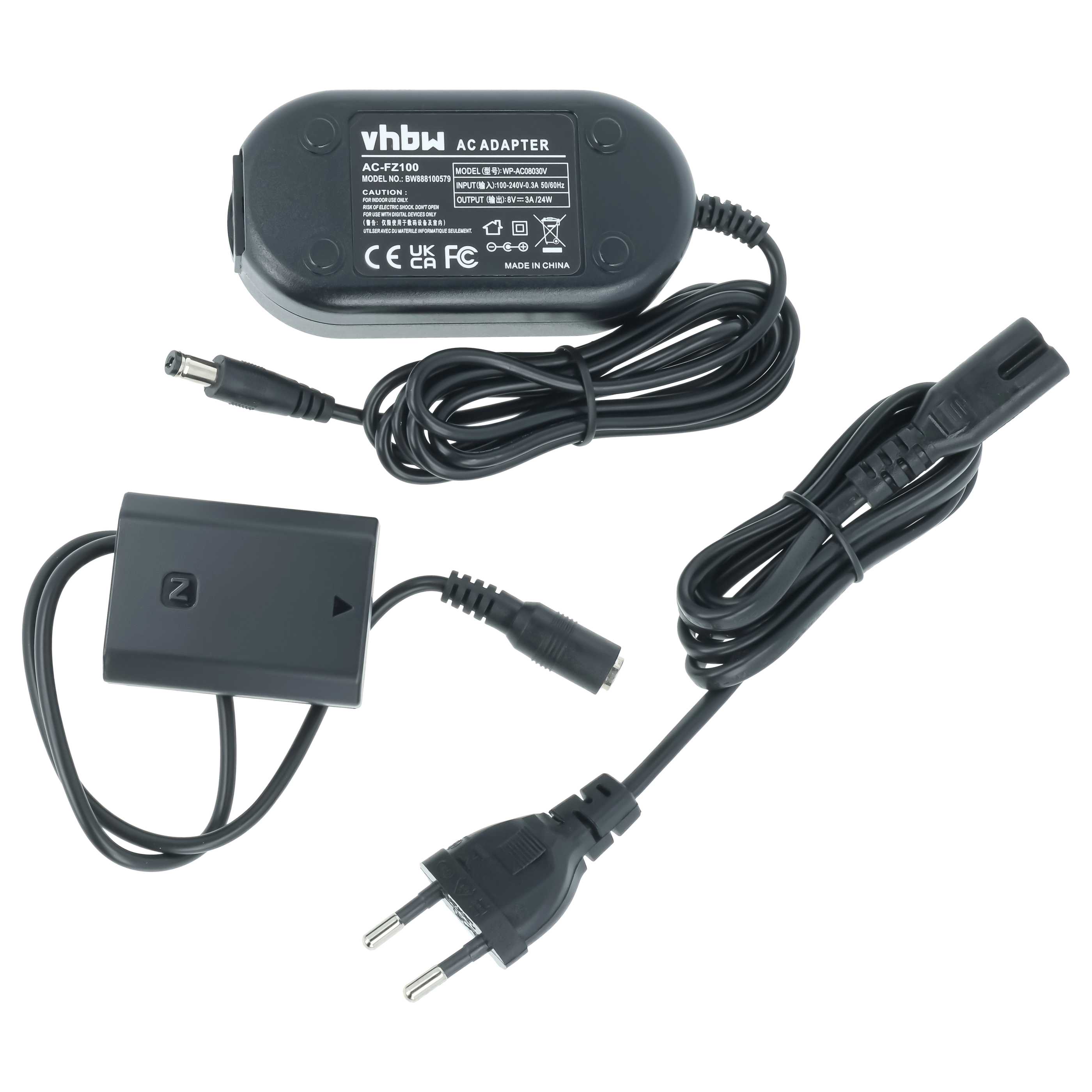 Power Supply replaces AC-FZ100 for Camera + DC Coupler - 2.85 m, 8 V 3.0 A