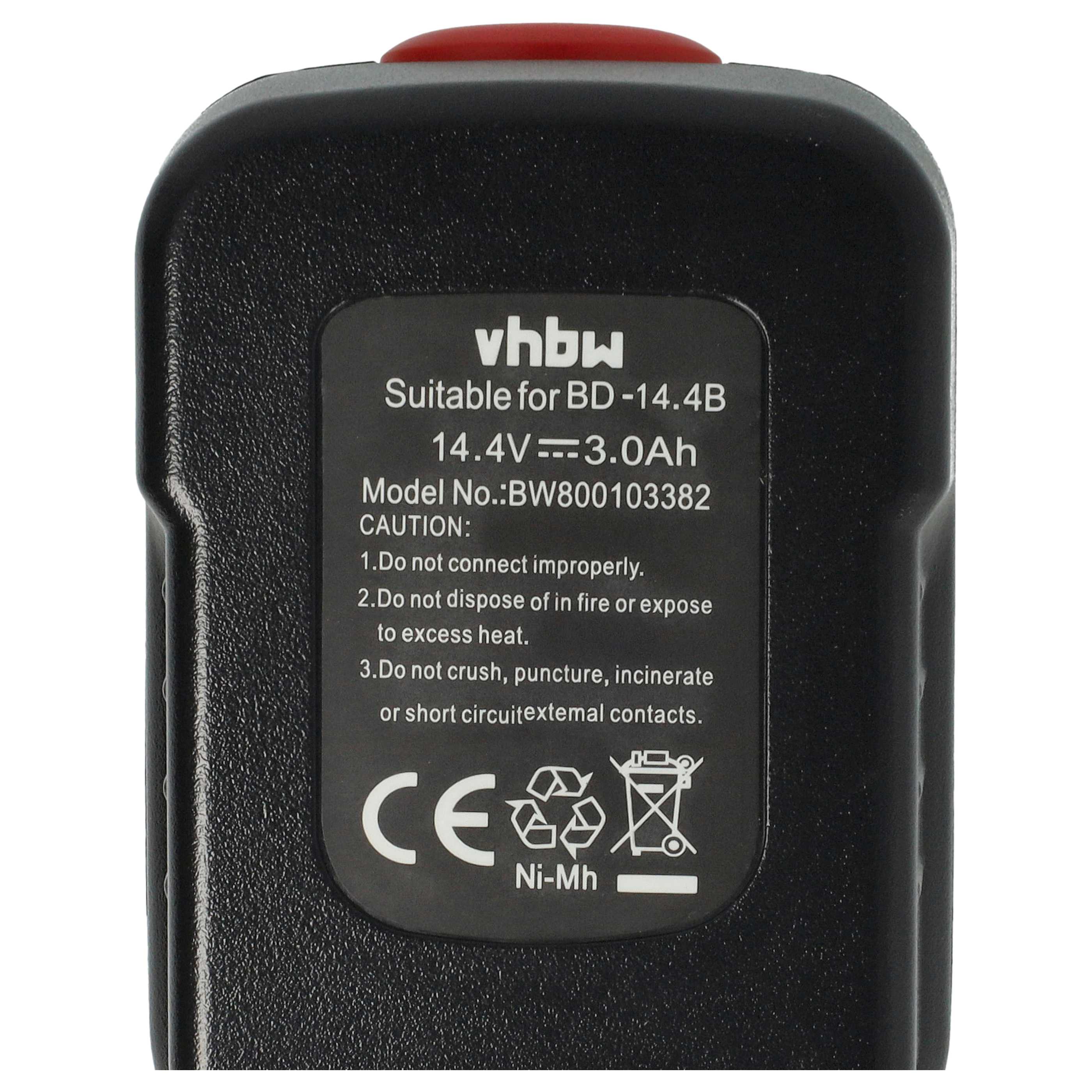 3x Battery replaces Black & Decker A14, 499936-34, 499936-35 Electric Power Tool - 3000 mAh, 14.4 V, NiMH