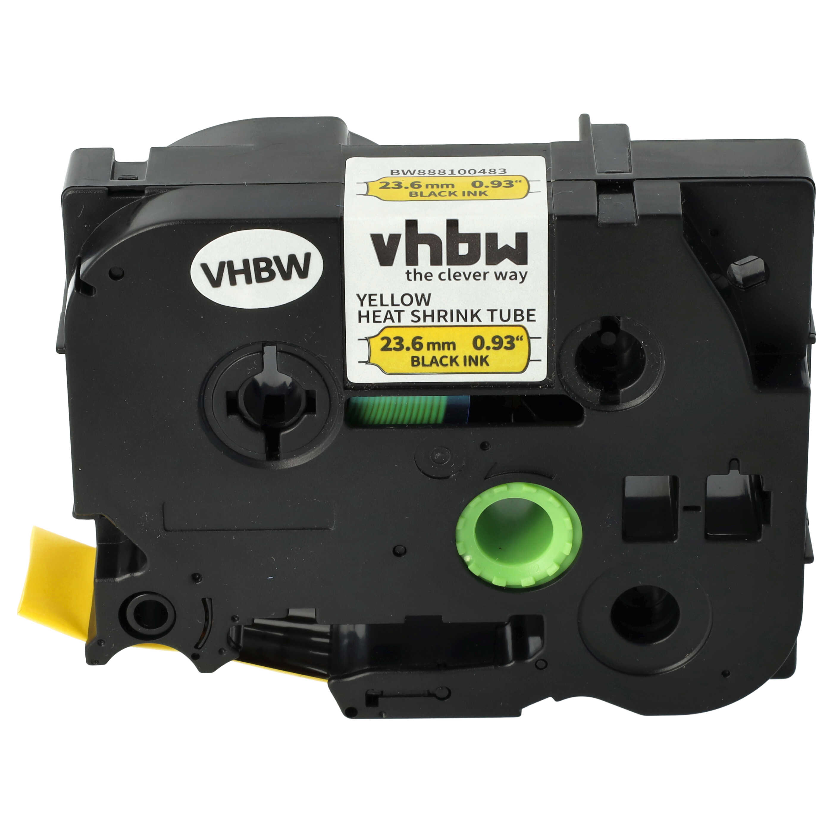 Label Tape as Replacement for Brother AHS-651, HS-651, HSe651, HS651 - Black to Yellow, Heat Shrink Tape