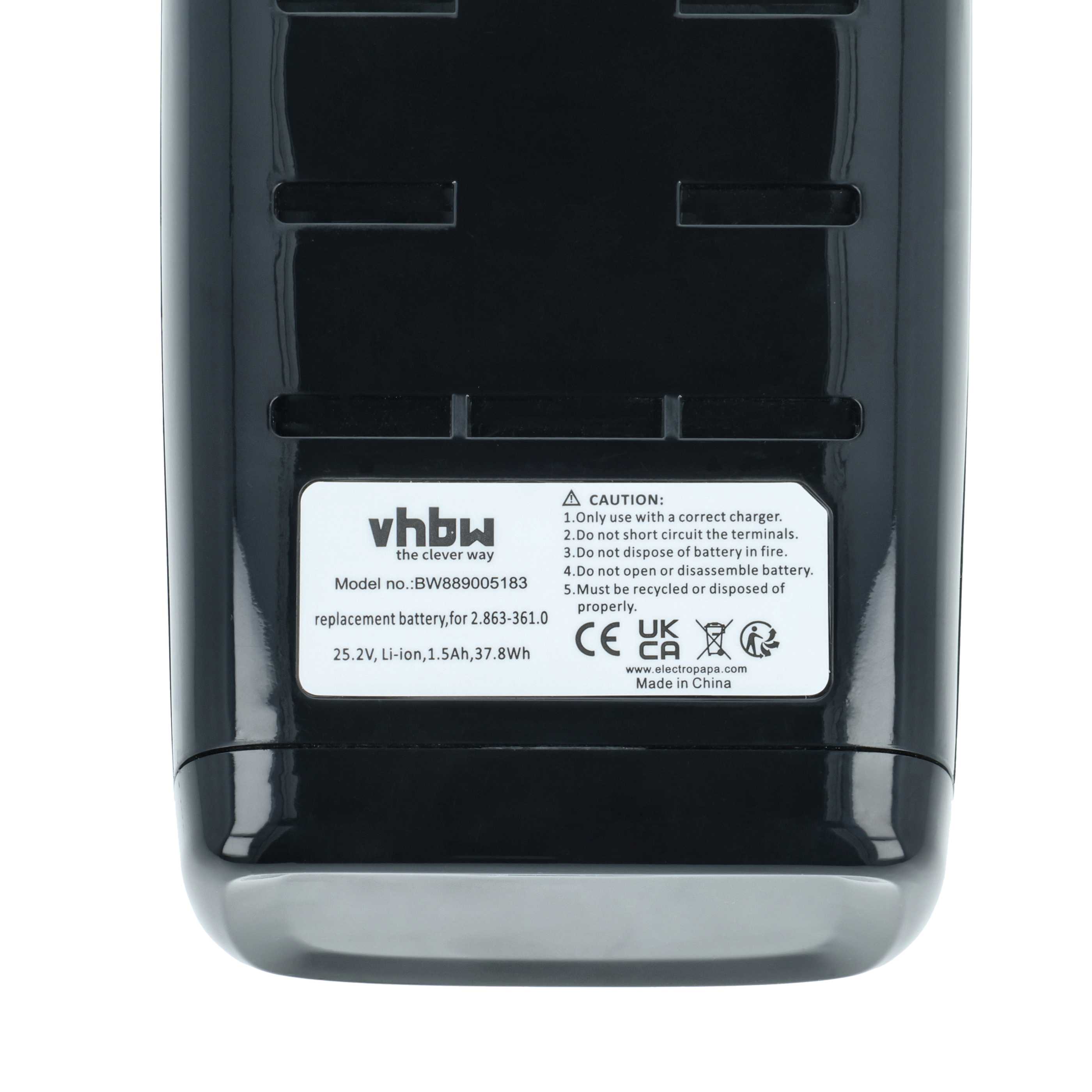 Battery replaces Kärcher 2.863-361.0 for Kärcher 1500mAh, 25.2V, Li-Ion