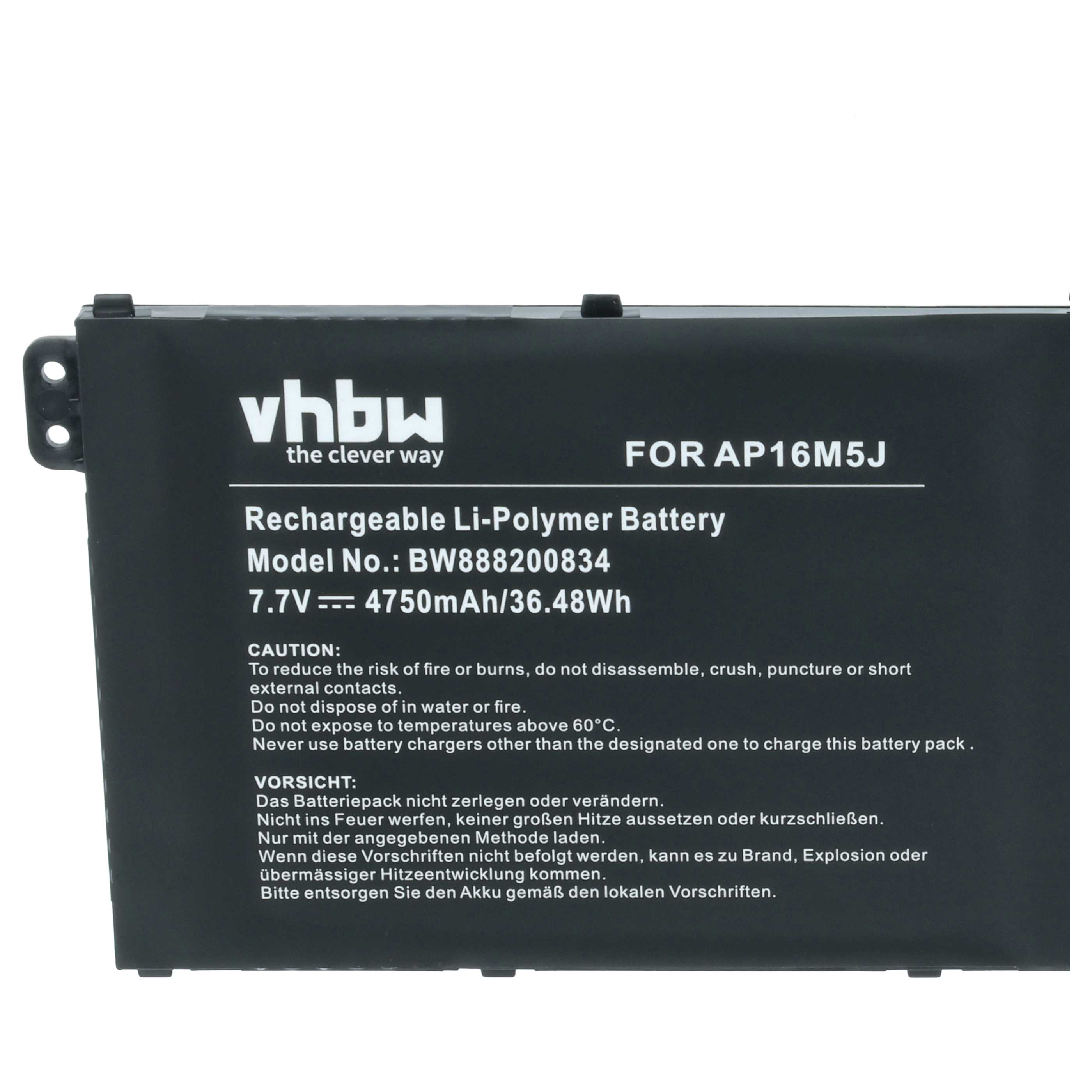 Akumulator do laptopa zamiennik Acer AP16M5J, KT.00205.004, KT.00205.005 - 4750 mAh 7,7 V LiPo, czarny