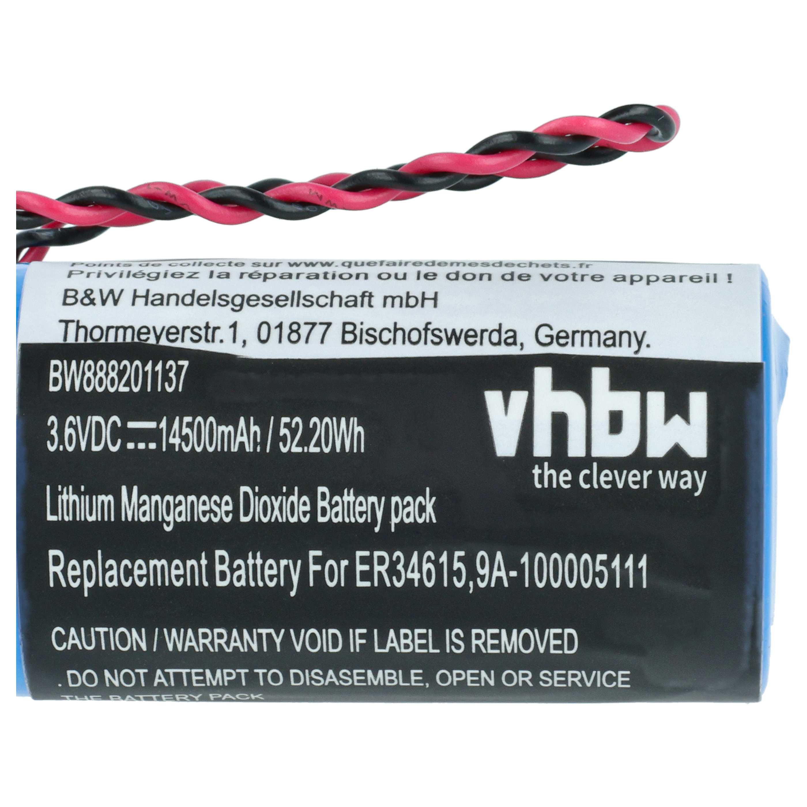 Laser 5x Battery replaces Cameron Nuflo 9A-100005111, MV-100005111, LS33600-CN1 - 14500 mAh 3.6 V Li-MnO2
