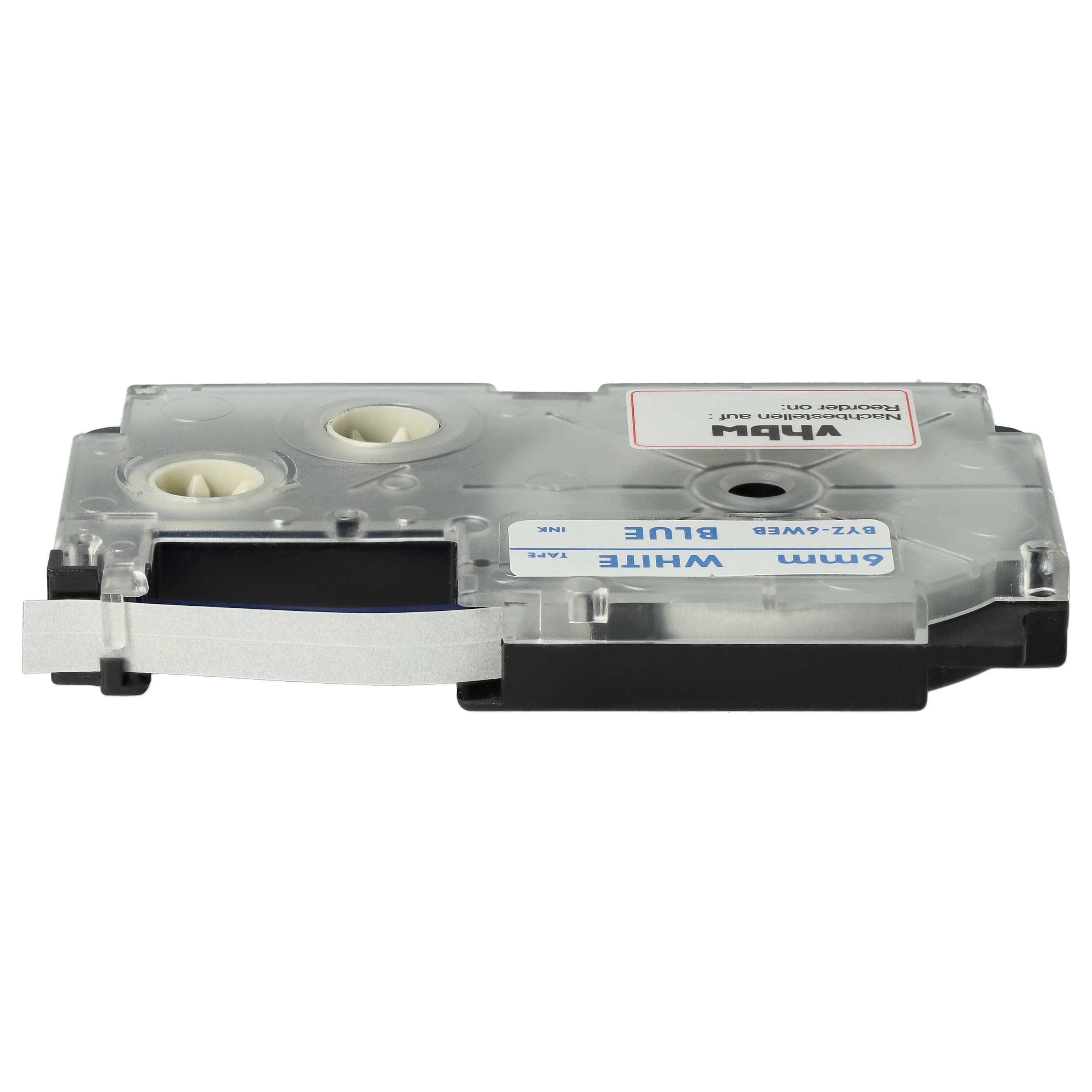 Label Tape replaces Casio XR-6WEB1, XR-6WEB - 6 mm Blue to White