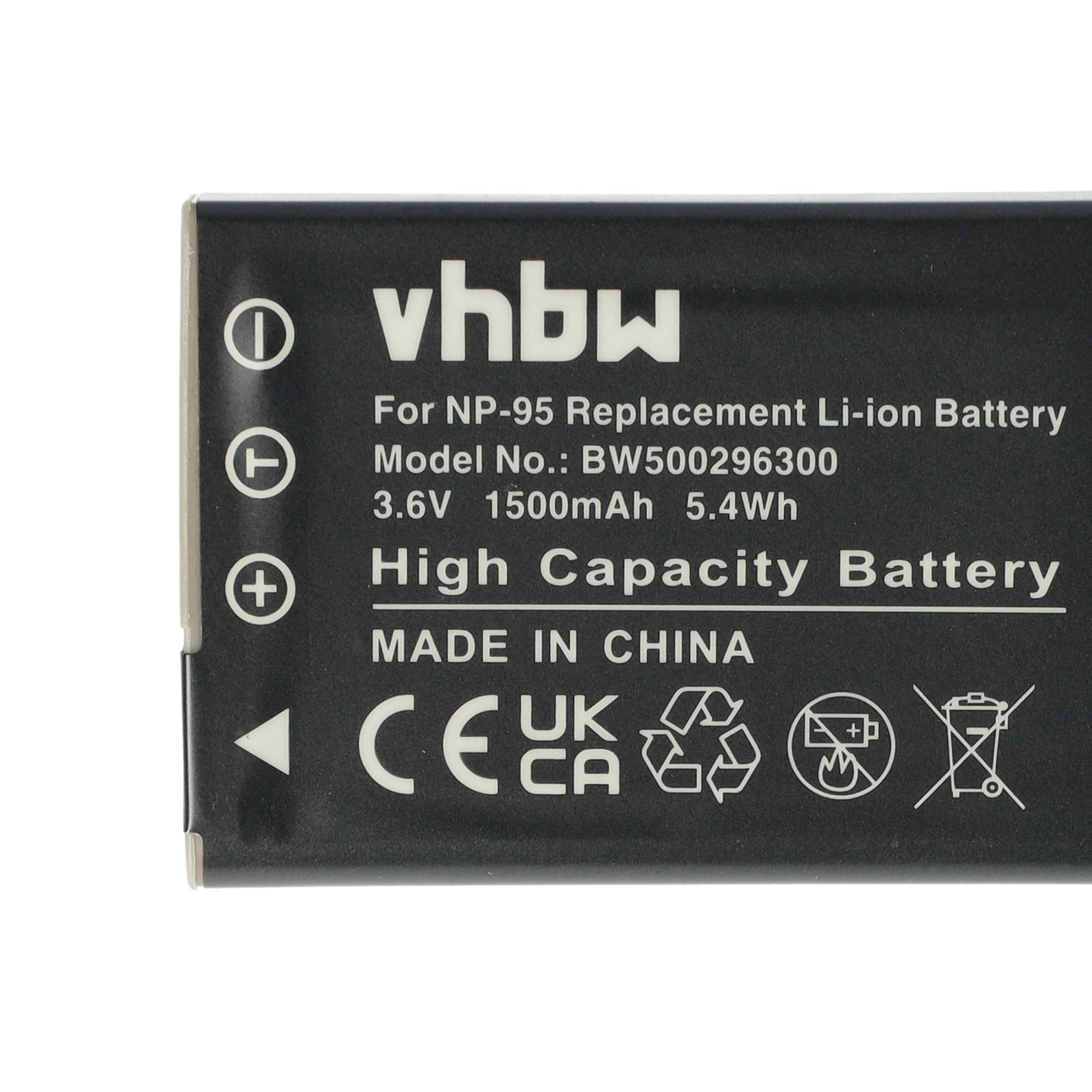 3x Battery replaces Fujifilm NP-95 - 1500mAh, 3.6V, Li-Ion
