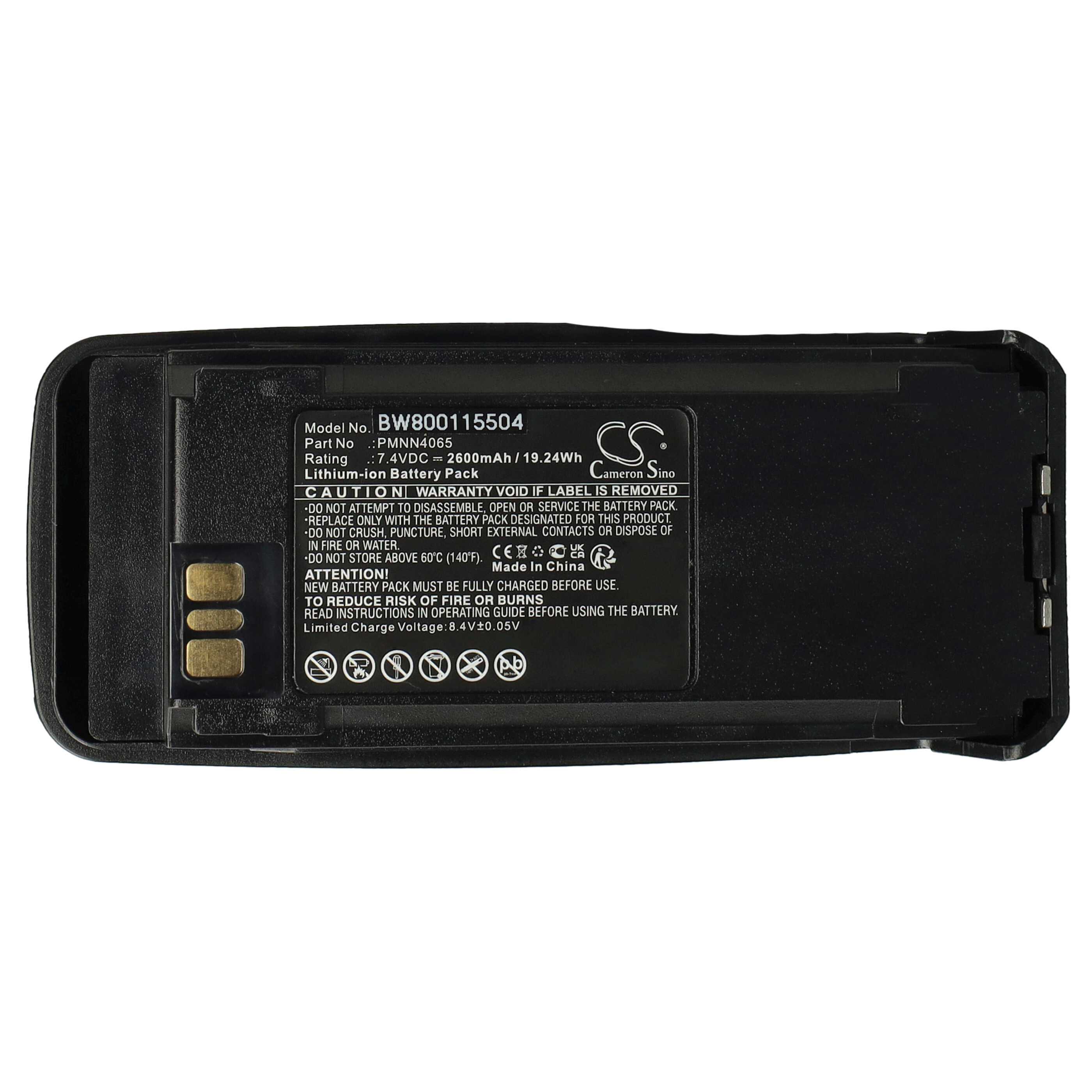 Batterie remplace Motorola NNTN4066, NNTN4077, NNTN4103 pour radio talkie-walkie - 2600mAh 7,4V Li-ion