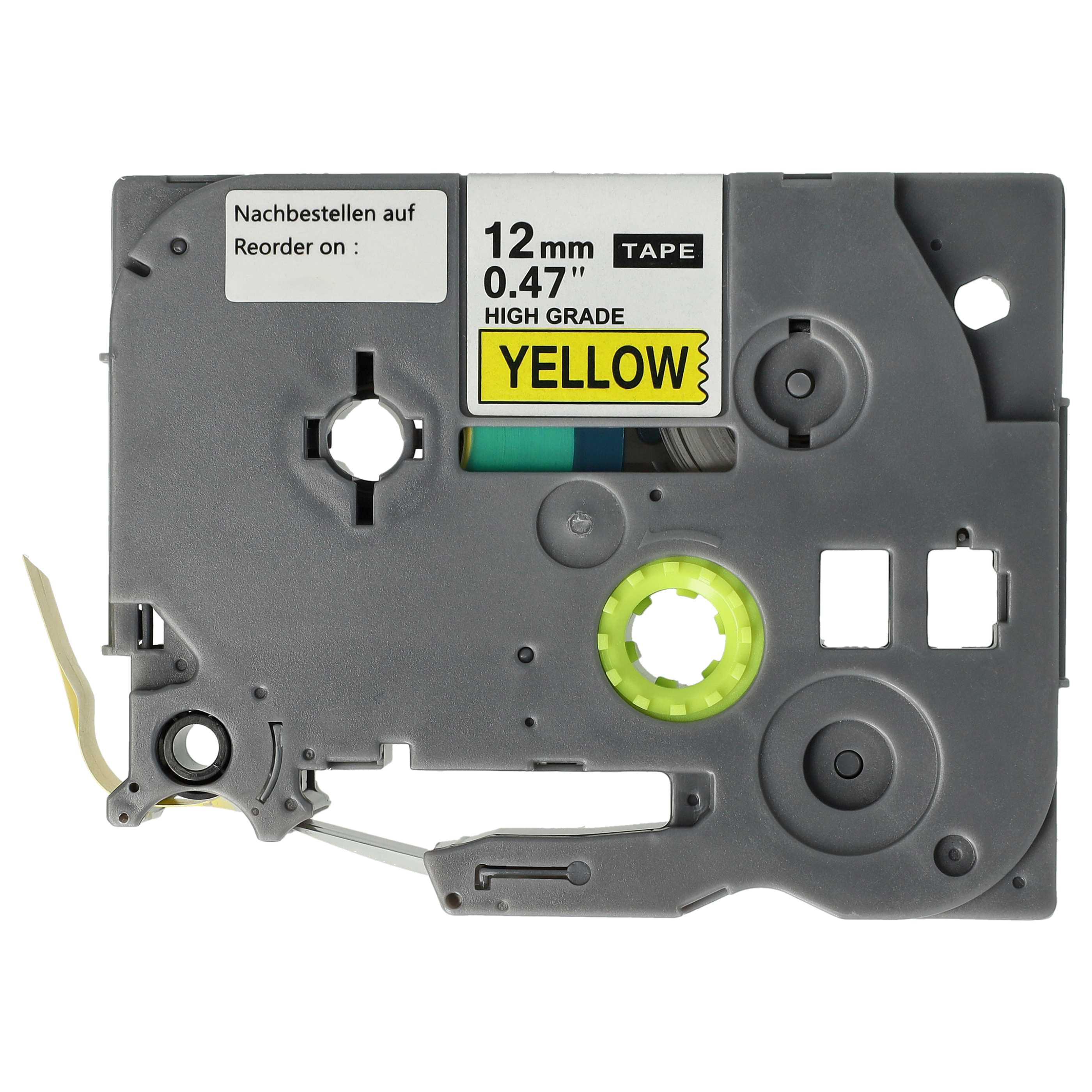 Label Tape as Replacement for Brother HGE-631 - 12 mm Black to Yellow