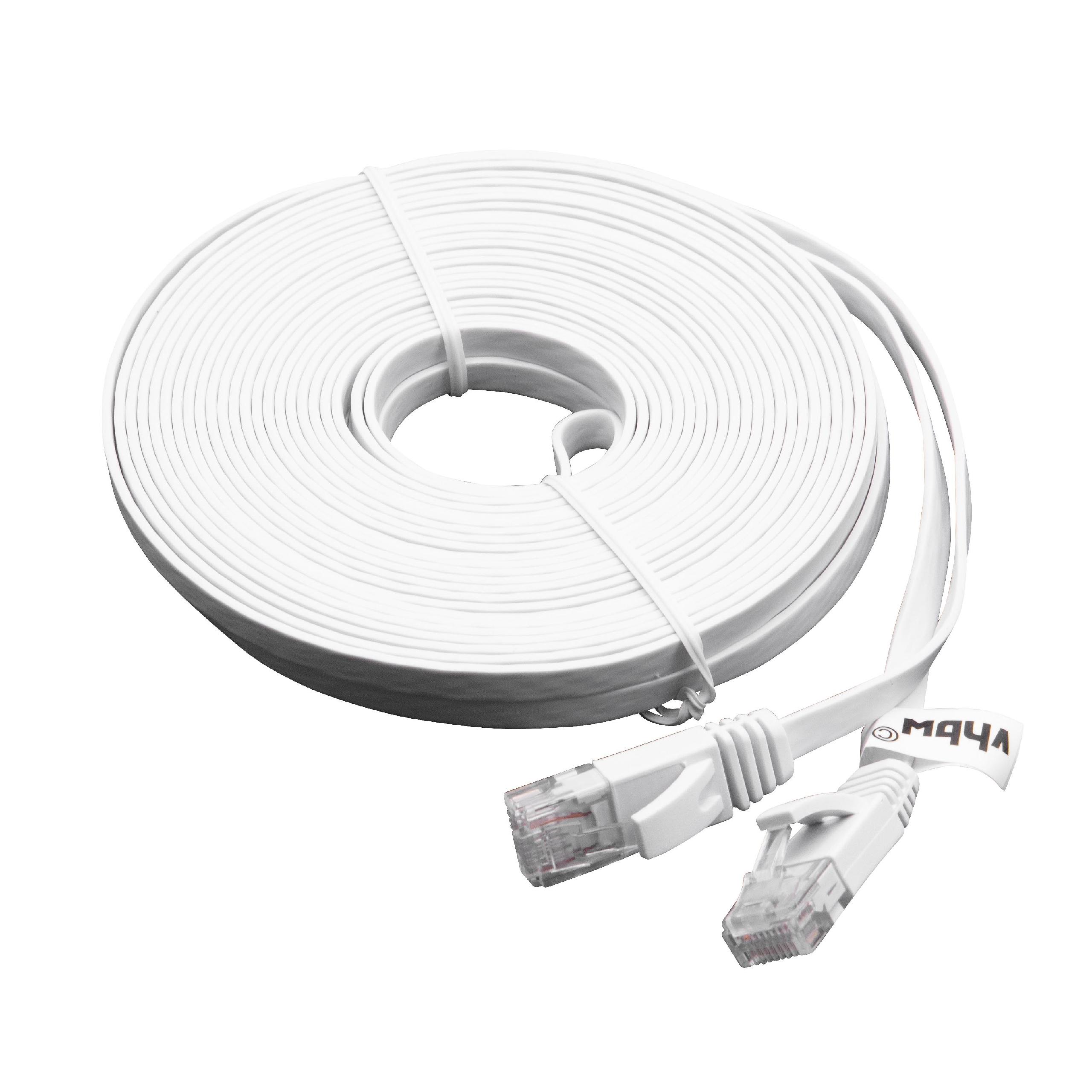 Netzwerkkabel LAN Kabel Patchkabel Cat6, 10m, weiß, flach