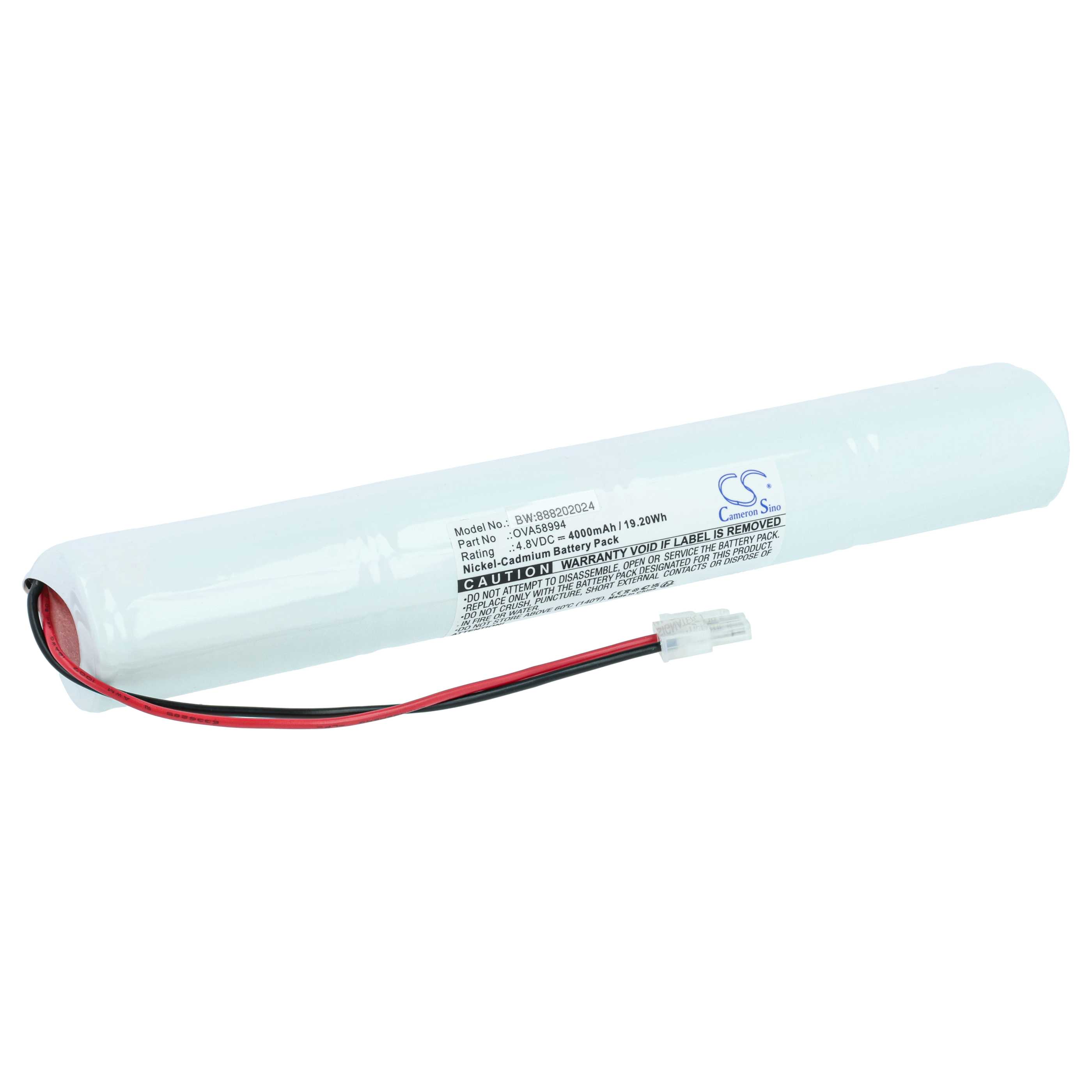 Batería reemplaza Schneider OVA58994 para iluminación emergencia (4000 mAh, 4,8 V, NiCd)