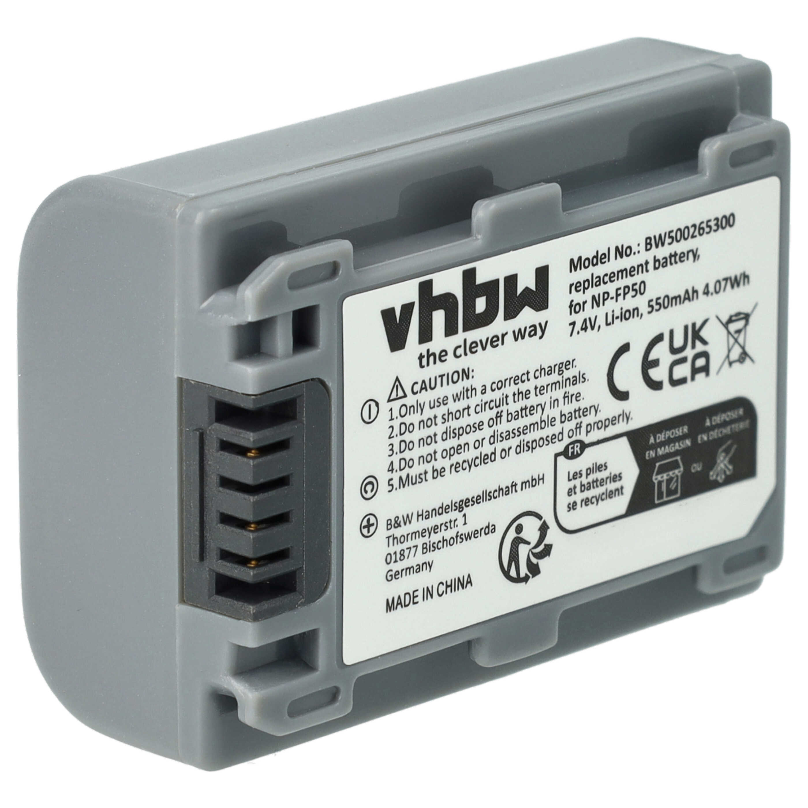 Videocamera 2x Battery replaces Sony NP-FP70, NP-FP60, NP-FP51, NP-FP50, NP-FP30 - 500 mAh 7.2 V Li-Ion