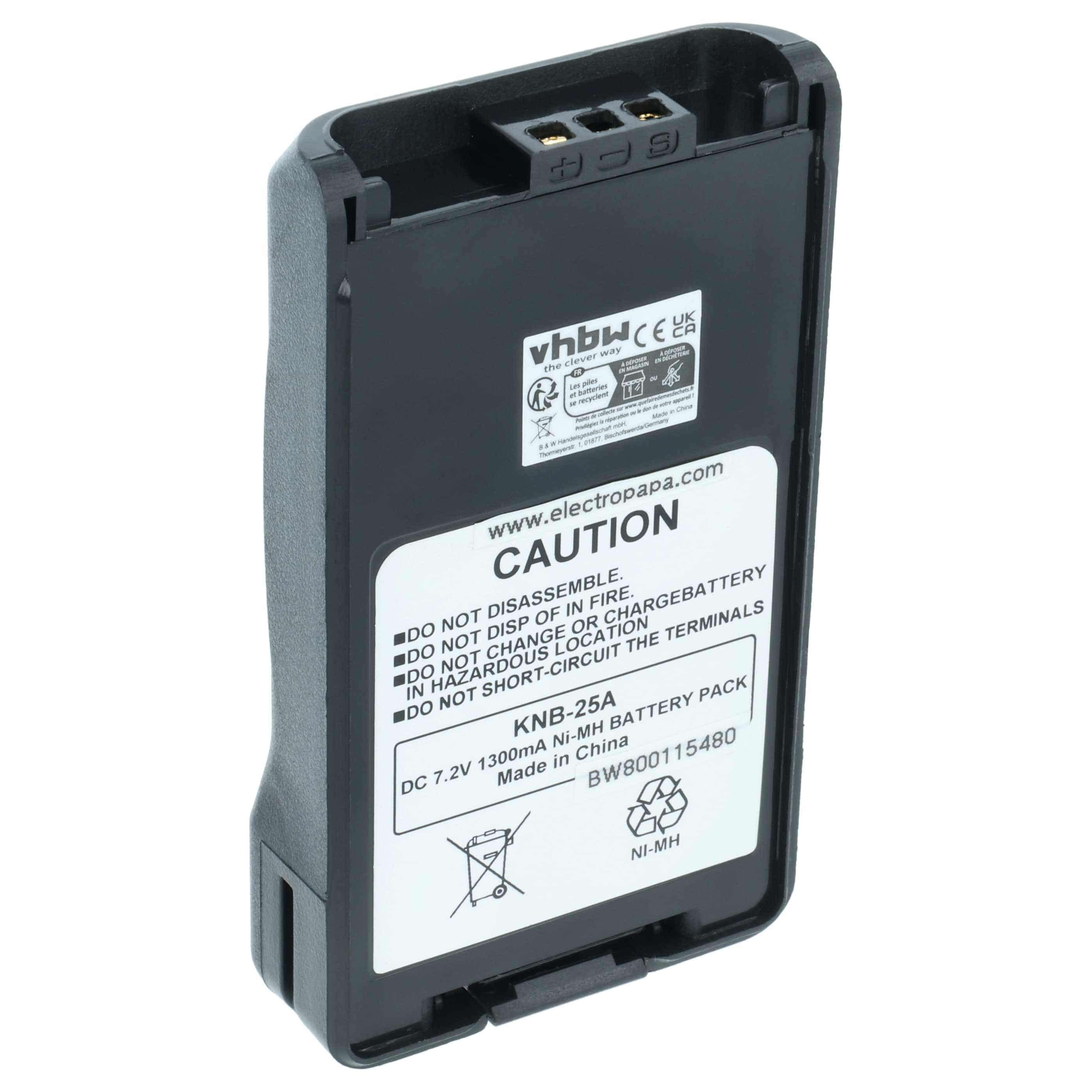 Radio Battery replaces Kenwood KNB-24L, KNB-24LX, KNB-25A, KNB-24, KNB-24Li, KNB-25 - 1300 mAh 7.2 V NiMH