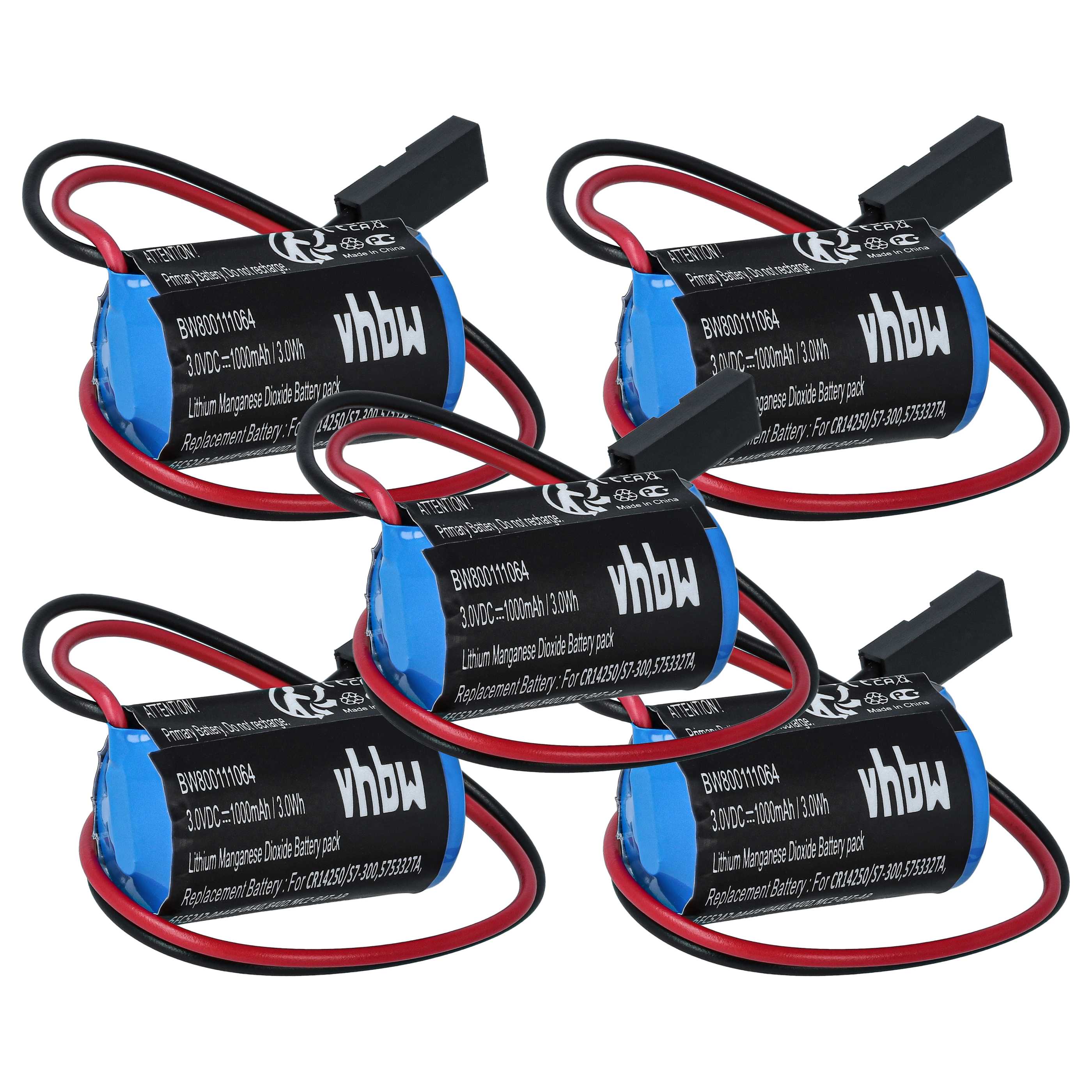 5x Bateria do sterownika zamiennik Siemens 575332TA, 146881, 575332 TA, 575332, 143467 - 900 mAh 3 V Li-MnO2