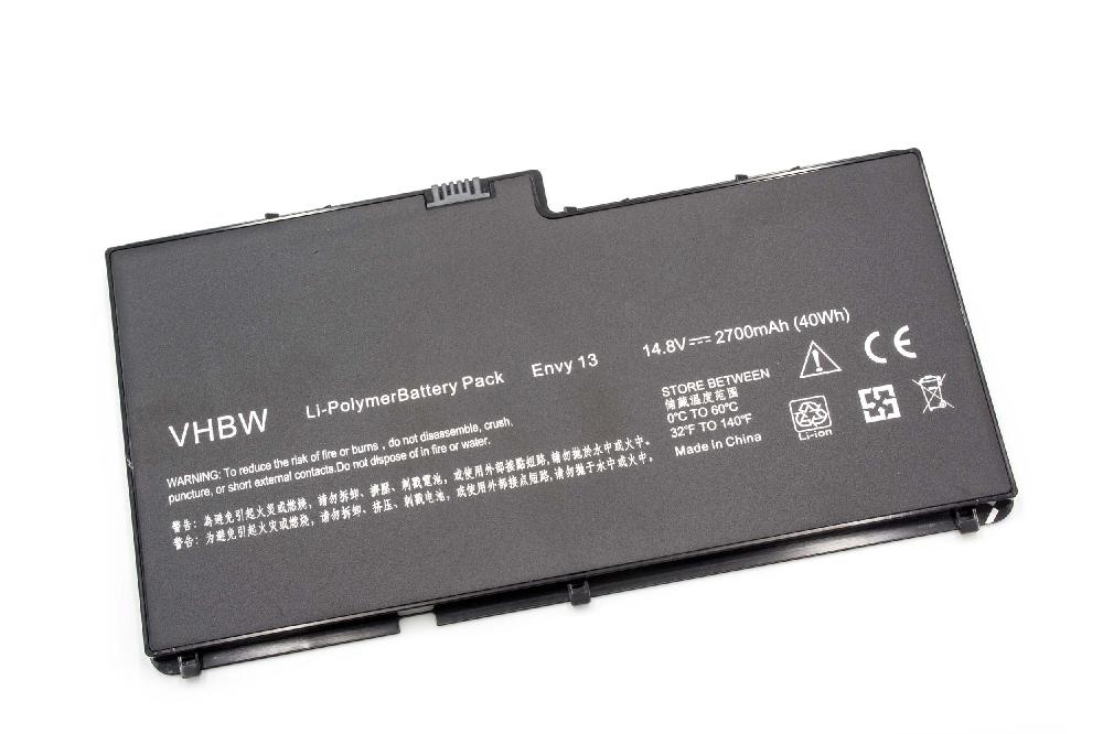 Batterie remplace HP 538334-001, 519249-171, BD04 pour ordinateur portable - 2700mAh 14,8V Li-polymère, noir