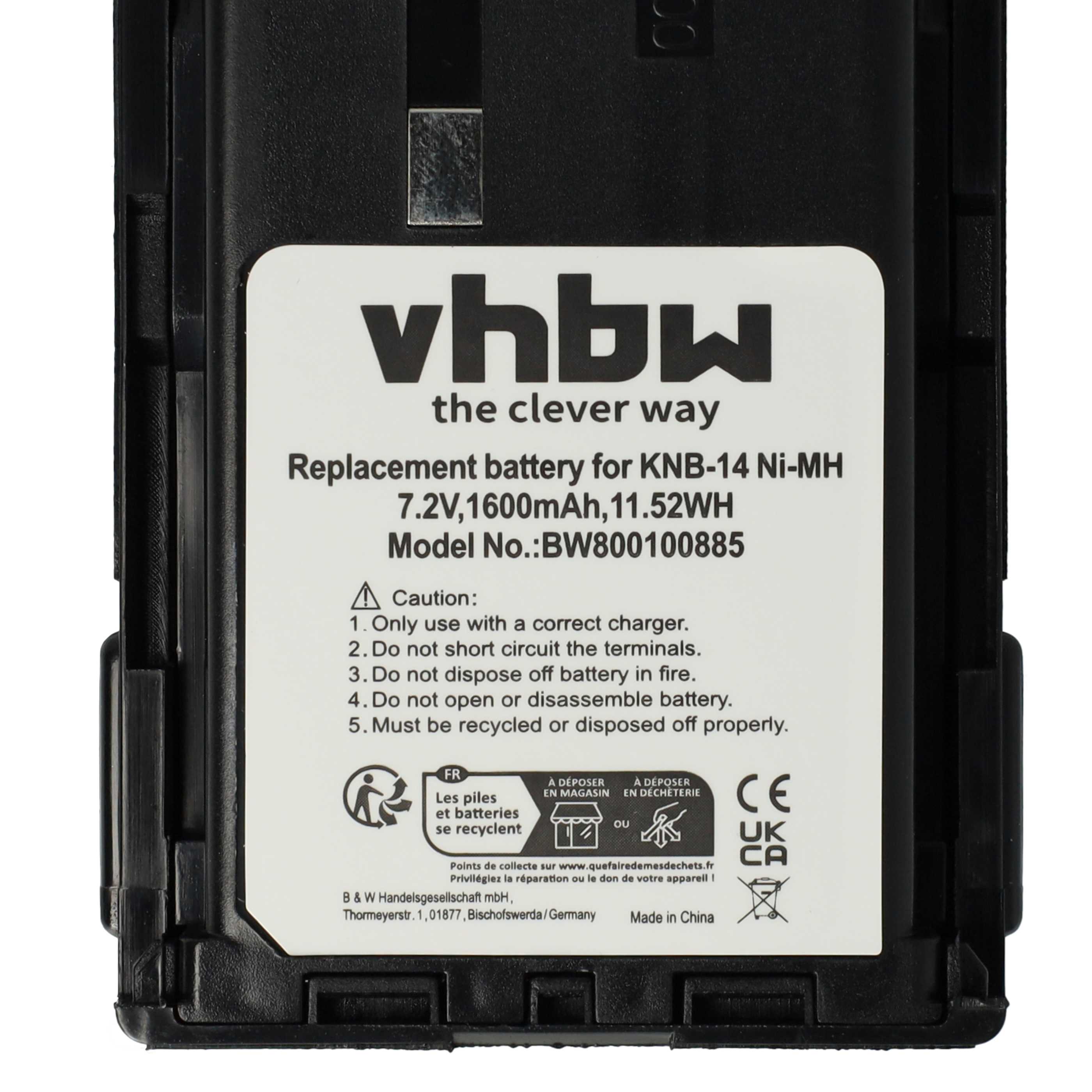 Radio 2x Battery replaces Bidatong BD-15-L - 1600 mAh 7.2 V NiMH
