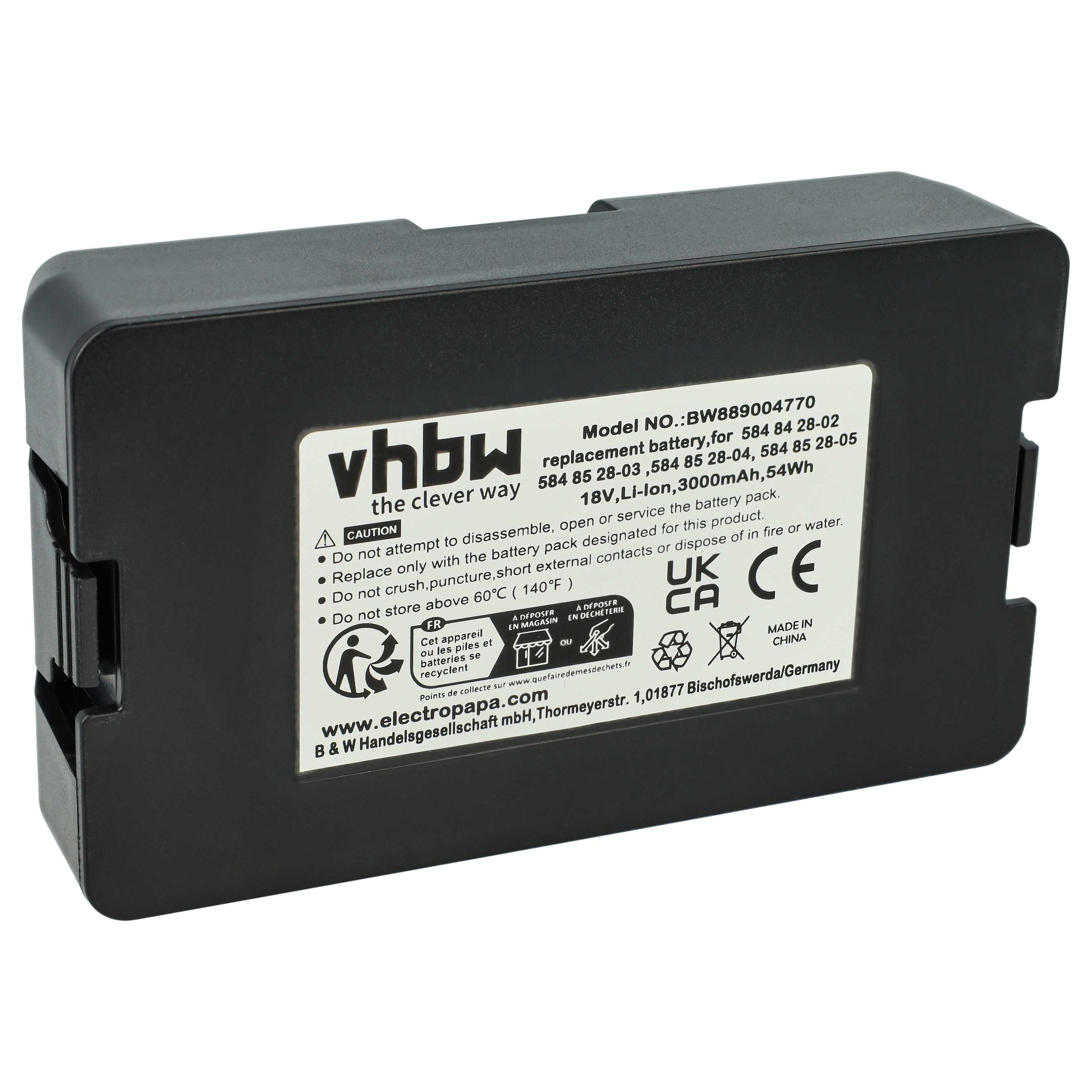 Batteria sostituisce Flymo 5848428-02, 5848228-01, 584 84 28-02 per tagliaerba McCulloch - 3Ah 18V Li-Ion