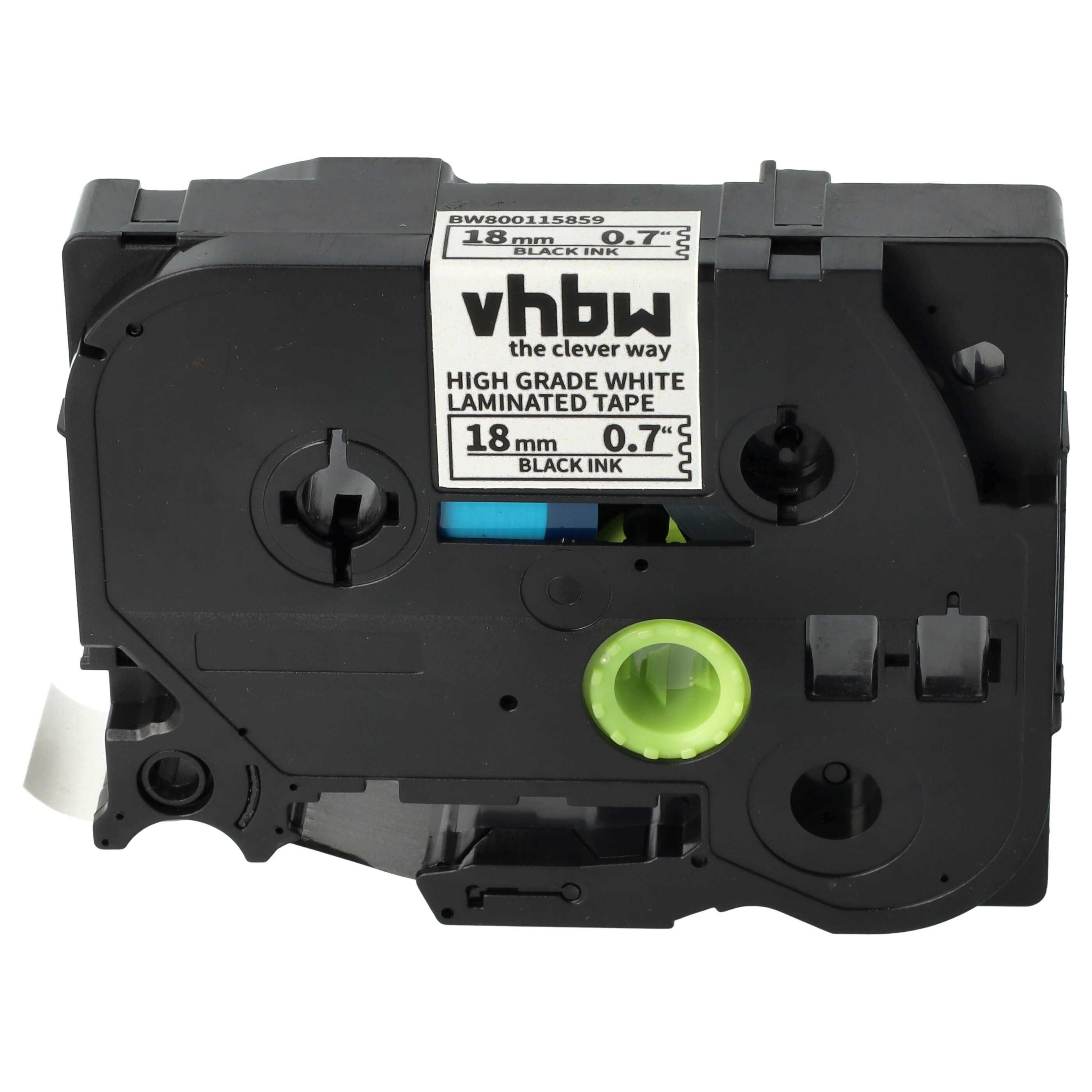 Label Tape as Replacement for Brother HGE-241 - 18 mm Black to White