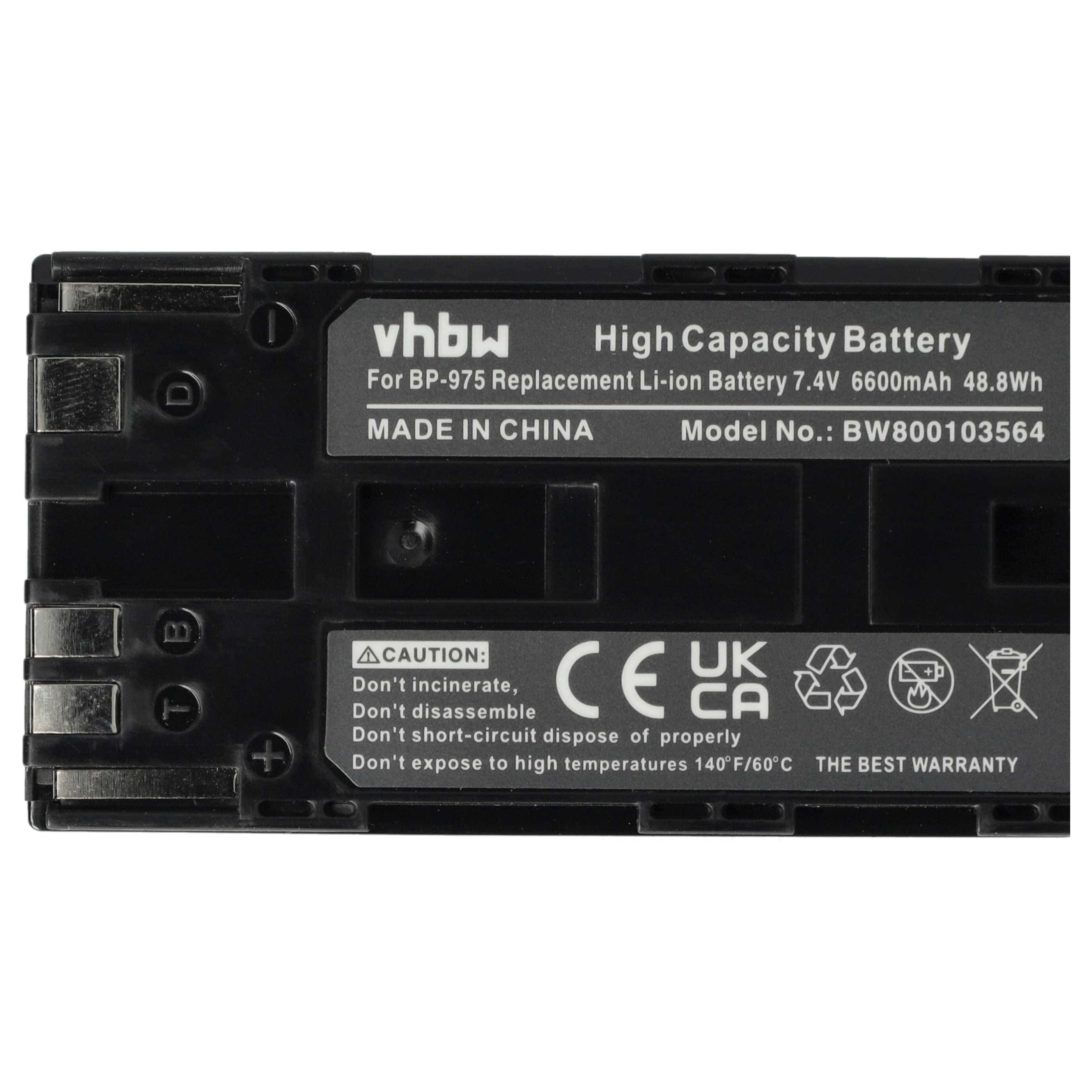 Videocamera 2x Battery replaces Canon BP-975 - 6600 mAh 7.4 V Li-Ion