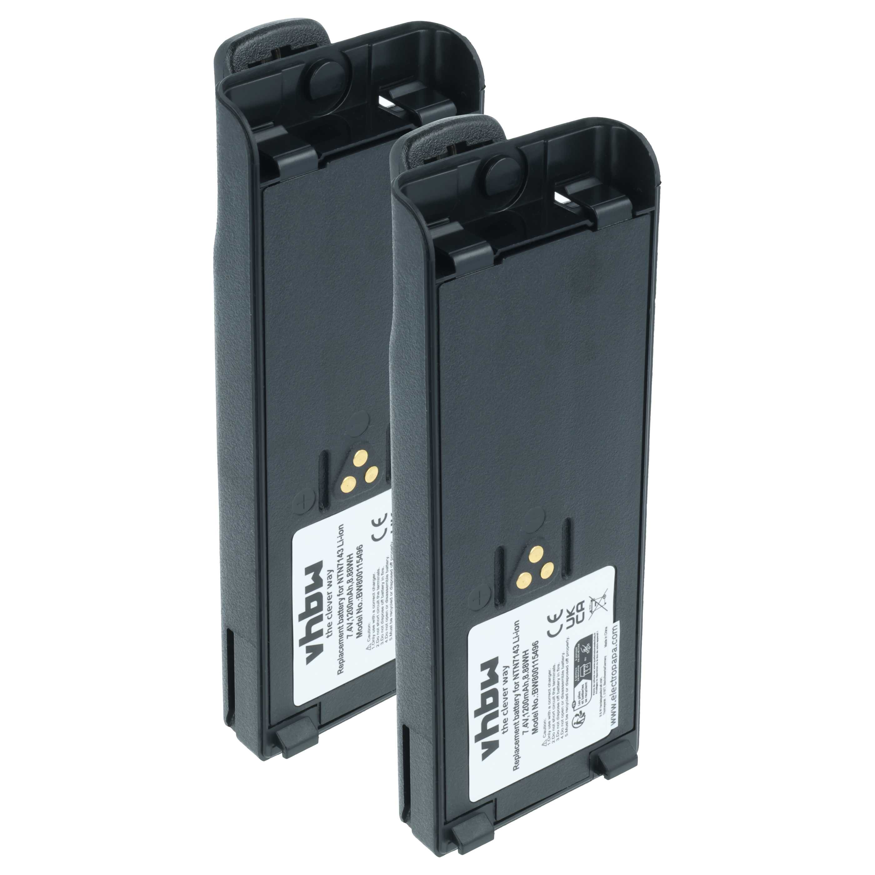 Radio 2x Battery replaces Motorola NTN7143A, NTN7143, FuG11b, NTN7143CR, NTN7143B - 1200 mAh 7.4 V Li-Ion