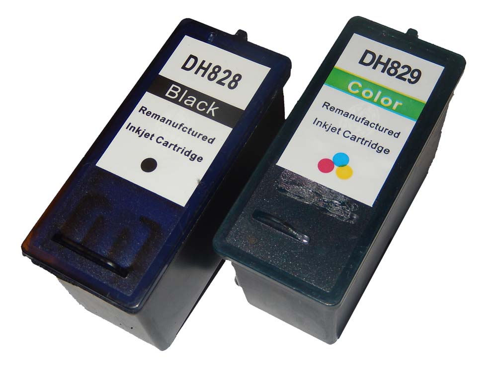 2x Tintenpatronen als Ersatz für Dell DH828 für Dell A966 Drucker - B/C/M/Y