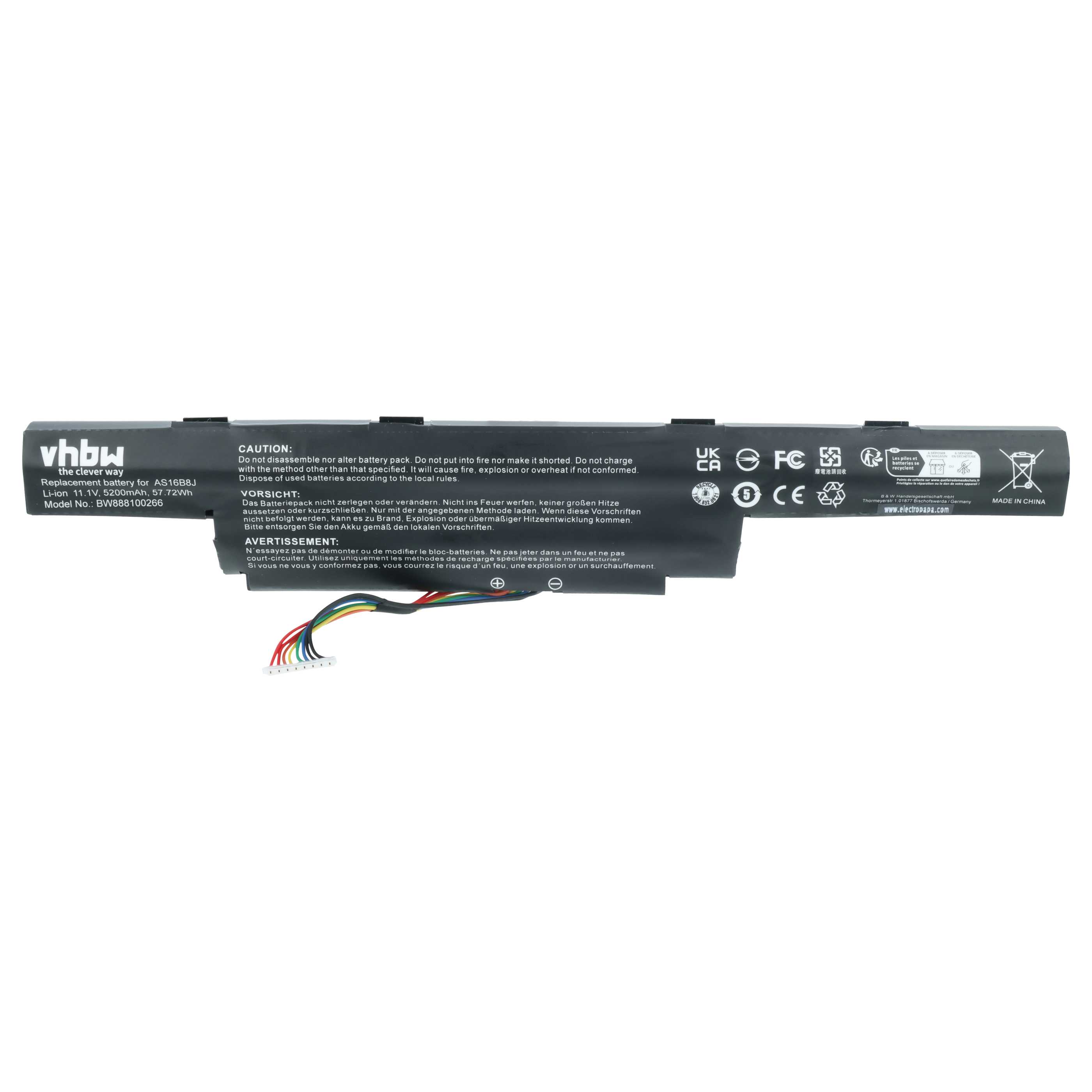Akumulator do laptopa zamiennik Acer 3ICR19/662-2, 3INR19/66-2, AS16B5J - 5200 mAh 11,1 V Li-Ion, czarny