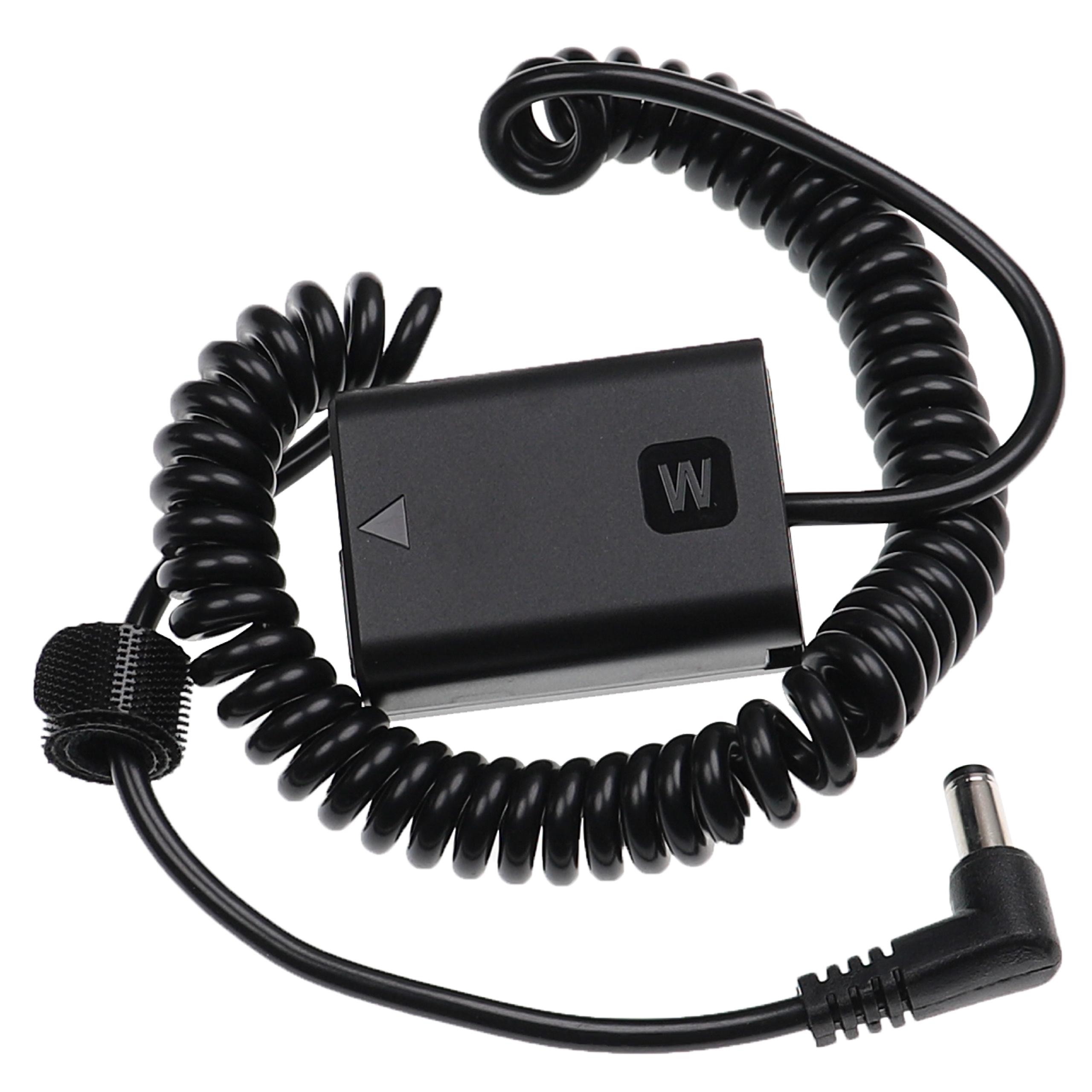DC Coupler replaces Sony NP-FW50 for SonyCamera - 120 cm long, Spiral Cable