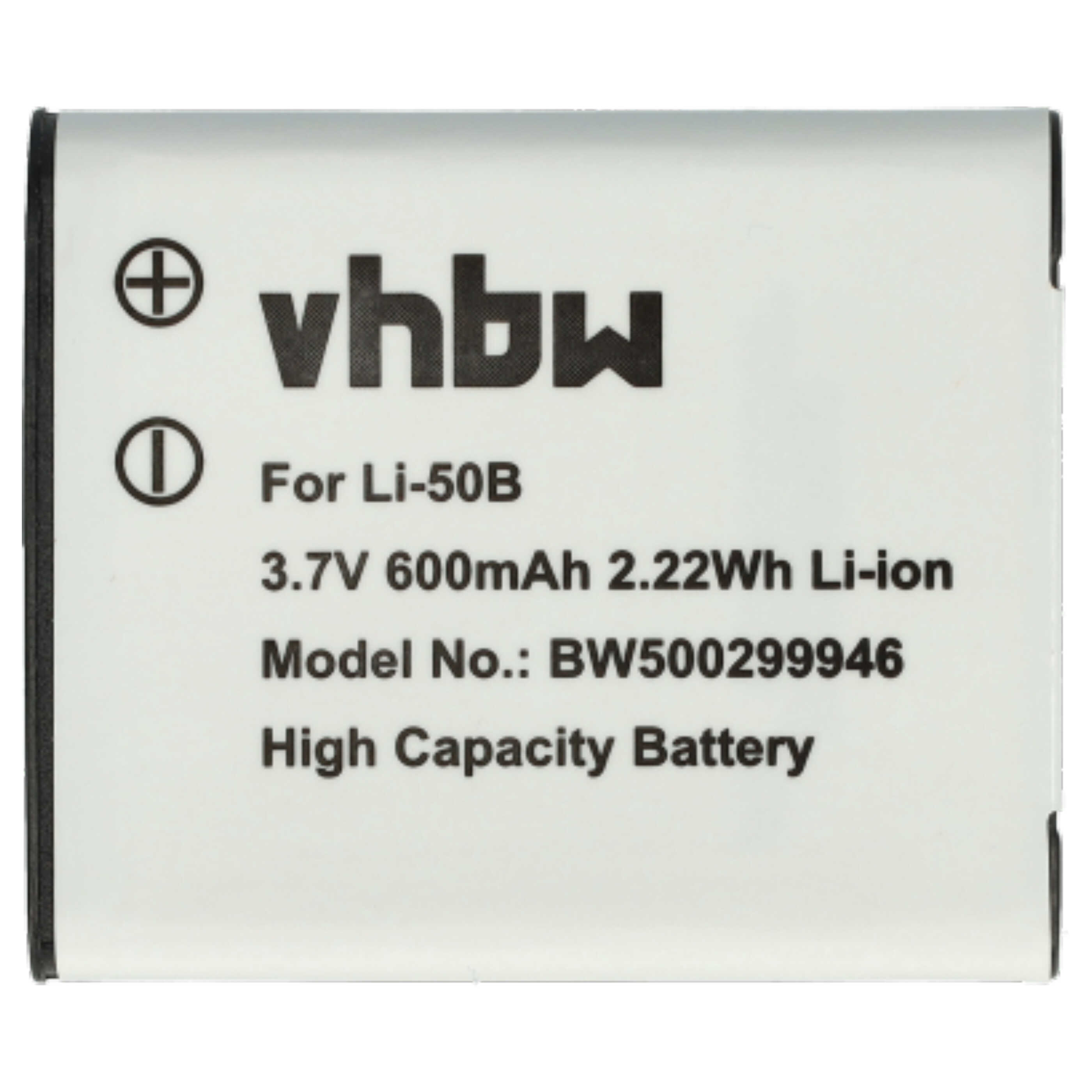 Batterie remplace Panasonic VW-VBX090E, VW-VBX090 pour appareil photo - 600mAh 3,6V Li-ion