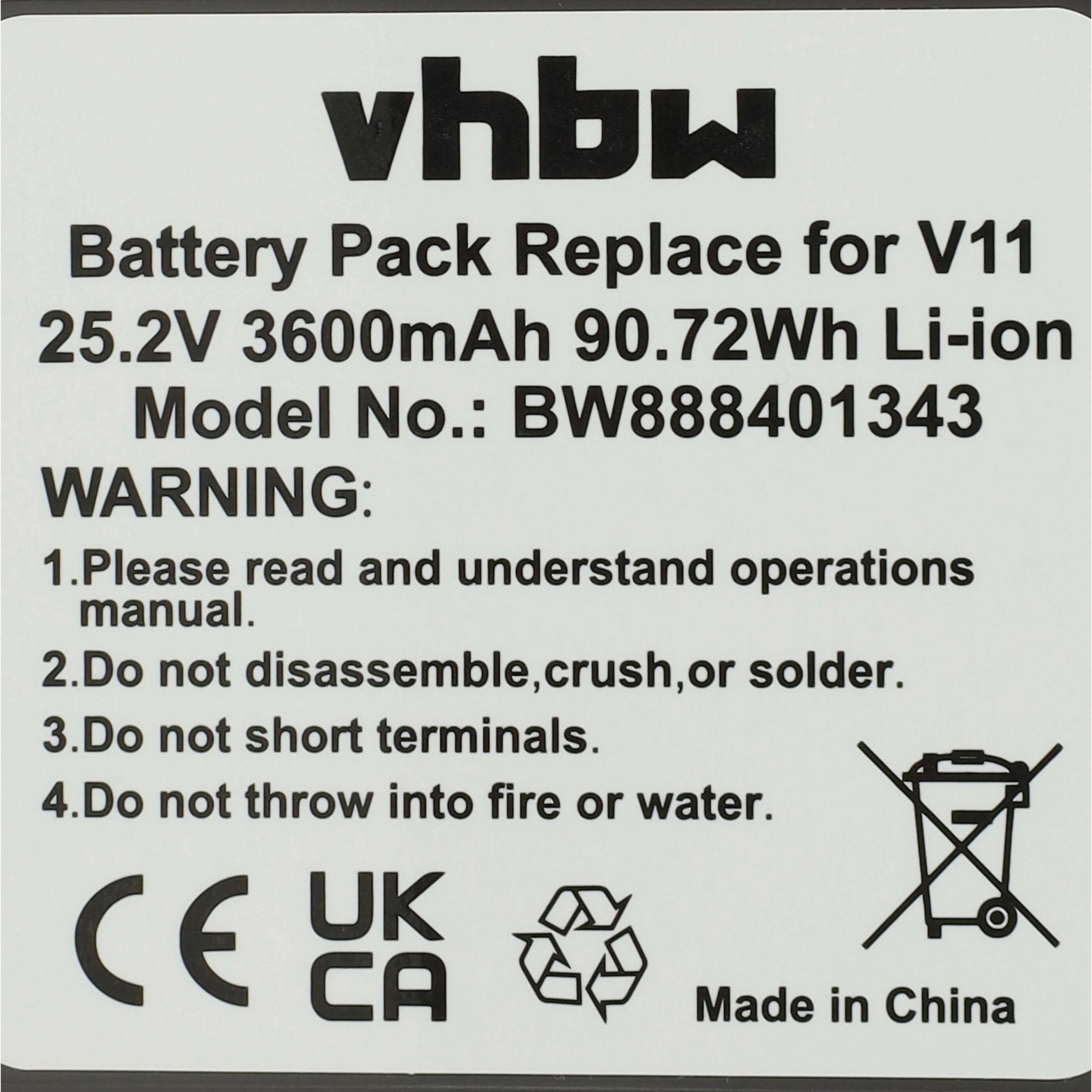 Battery Replacement for Dyson 970425-01, 970938-01 for - 3600mAh, 25.2V, Li-Ion