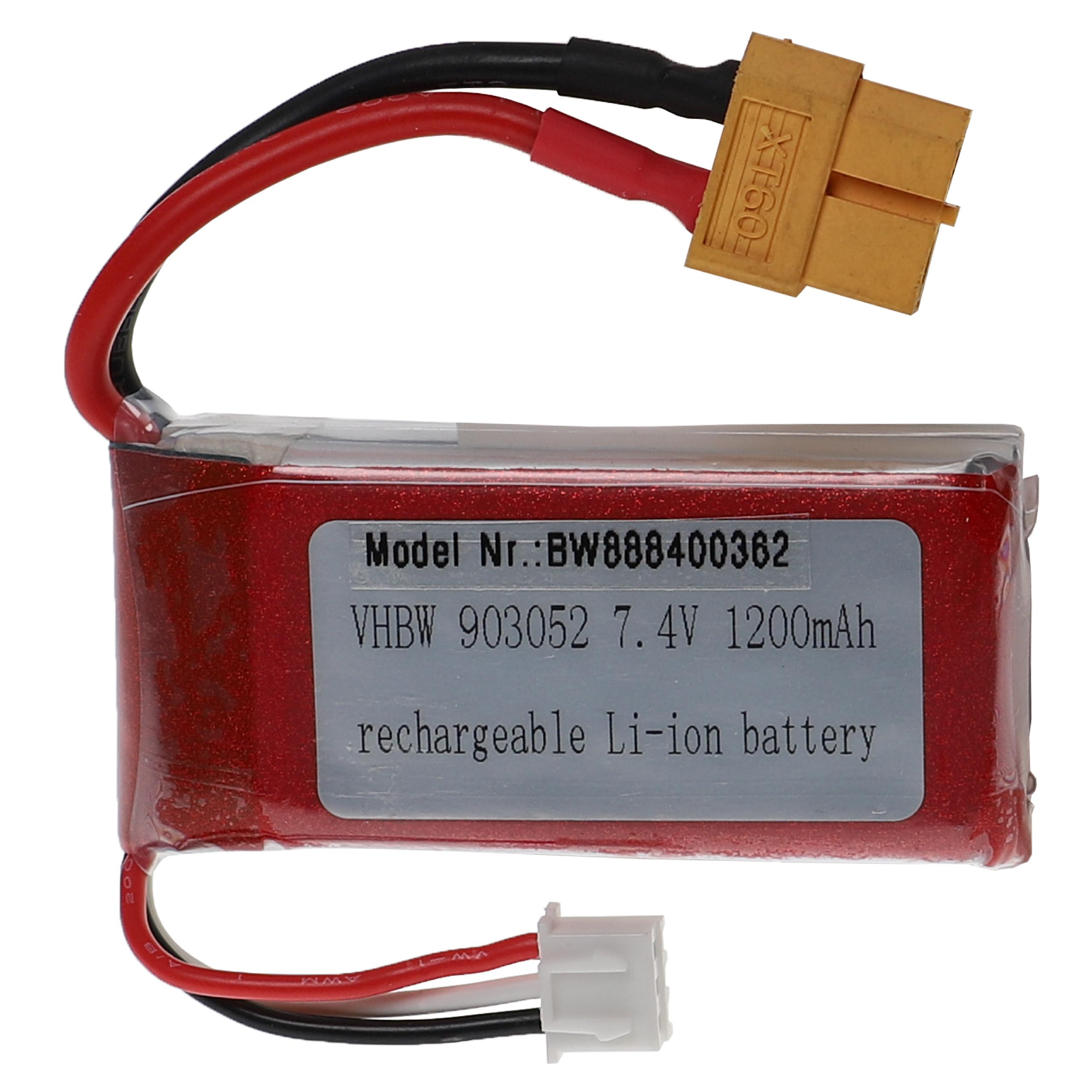 Batterie pour modèle radio-télécommandé - 1200mAh 7,4V Li-polymère, XT60