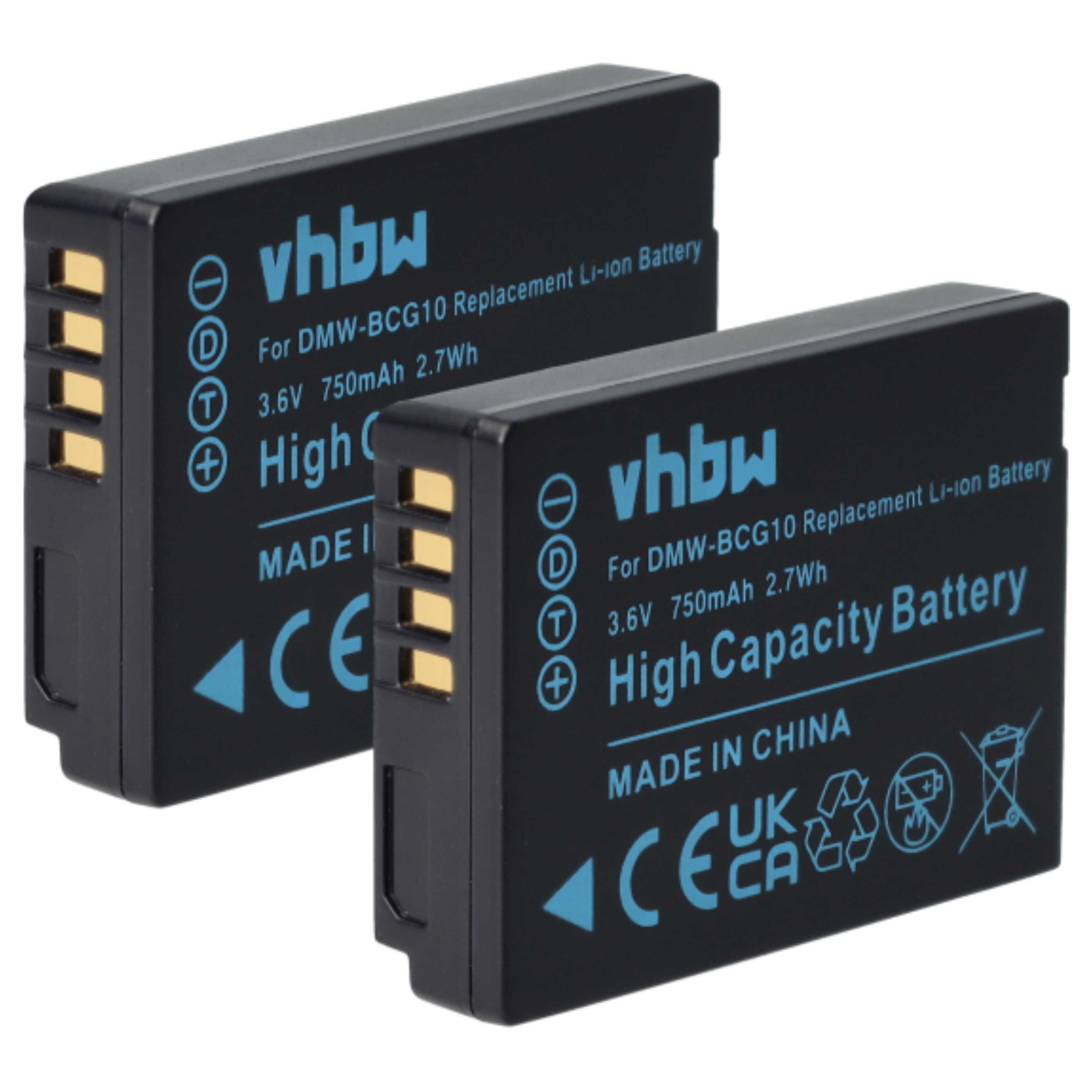 2x Akumulator do aparatu cyfrowego zamiennik Leica BP-DC7E, BP-DC7 - 750 mAh 3,6 V Li-Ion