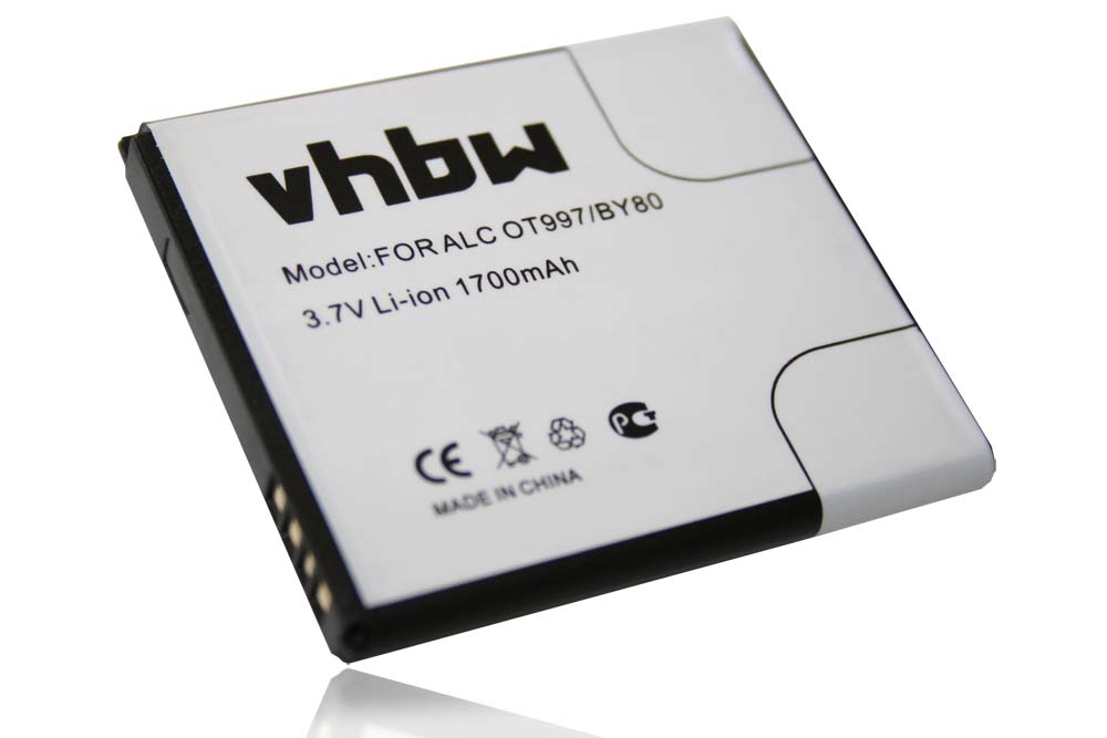 Batteria sostituisce Alcatel BY80, CAB32E0000C1, CAB32E0000C2 per cellulare TCL - 1700mAh 3,7V Li-Ion