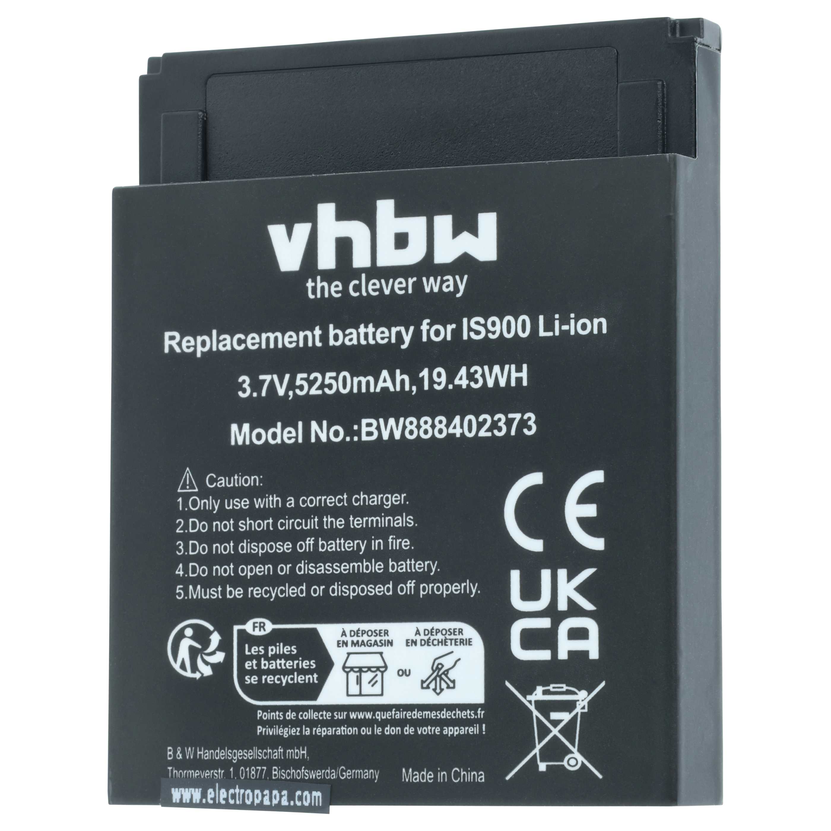 Batería reemplaza Pax IS900 para lector de tarjetas (5250 mAh, 3,7 V, Li-Ion)