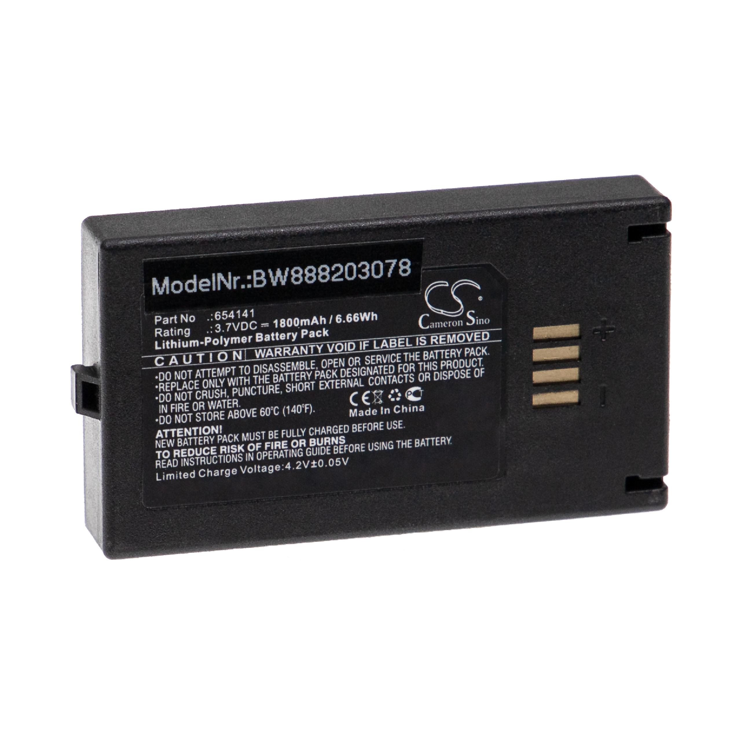 Batterie remplace Nova 654141 pour appareil médical - 1800mAh 3,7V Li-polymère