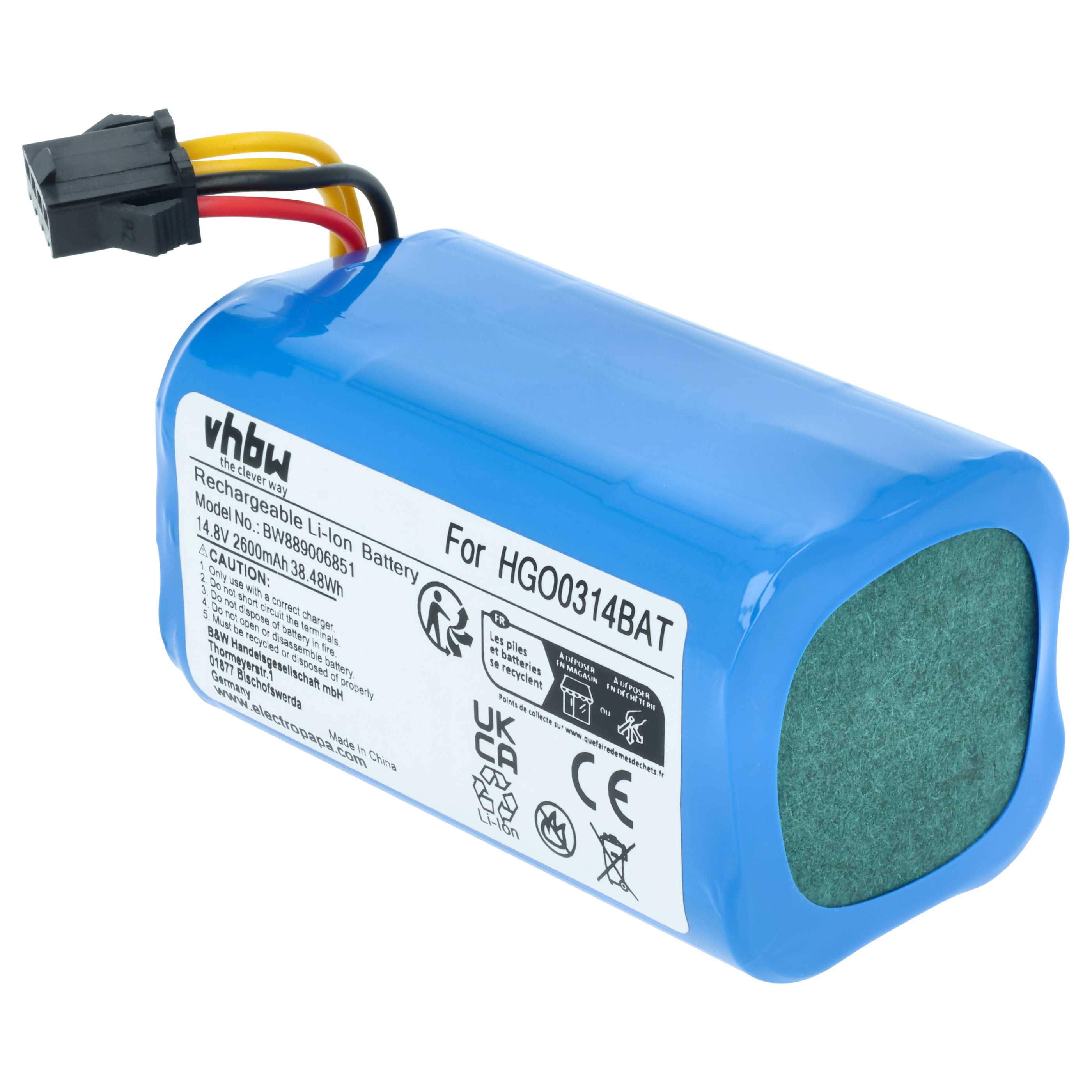 Batteria sostituisce Hoover B015, 35602251, HGO0314BAT per robot aspiratore - 2,6Ah 14,8V Li-Ion