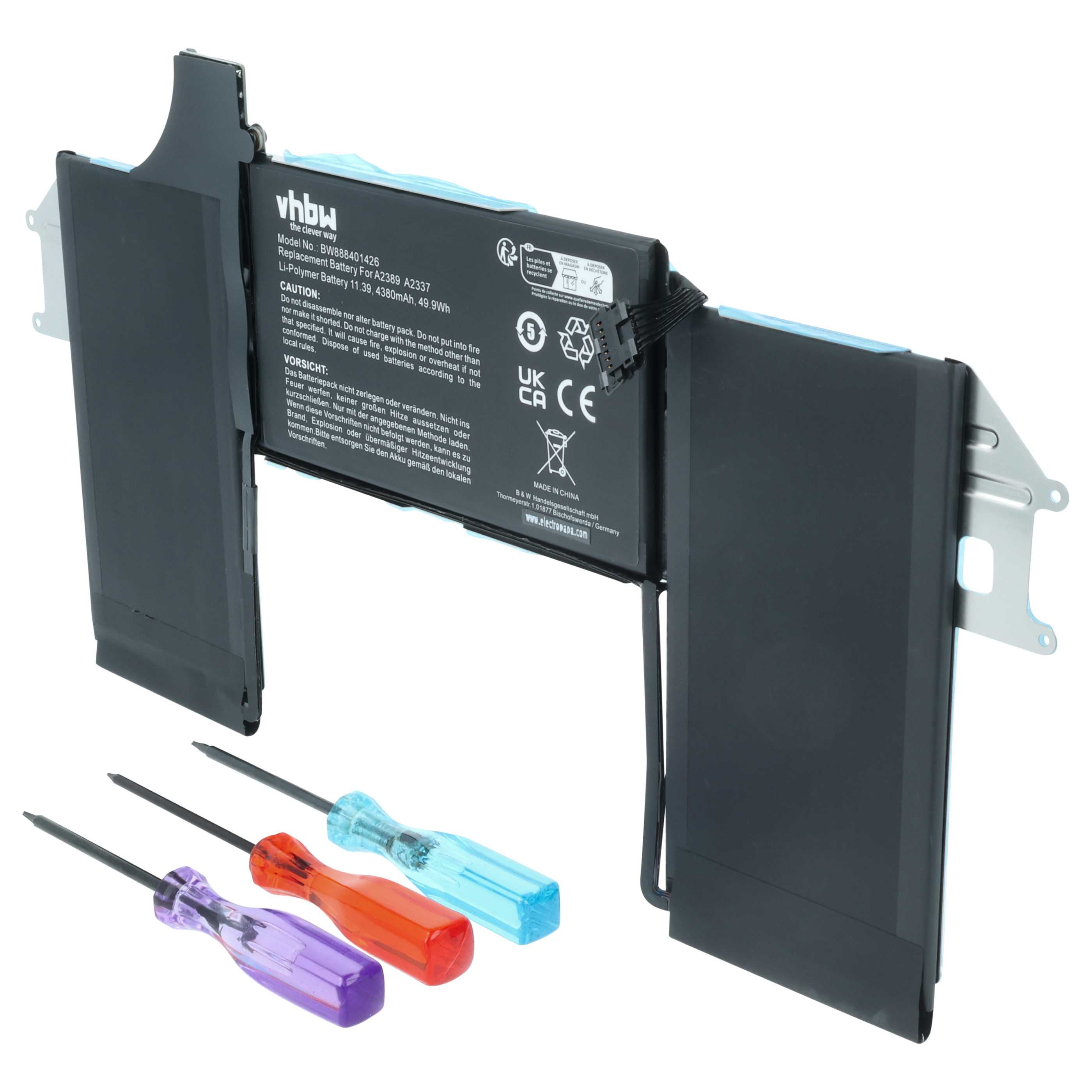 Batteria sostituisce Apple A2337, 616-00535, A1965, 080-333-4000 per notebook - 4300mAh 11,4V Li-Poly