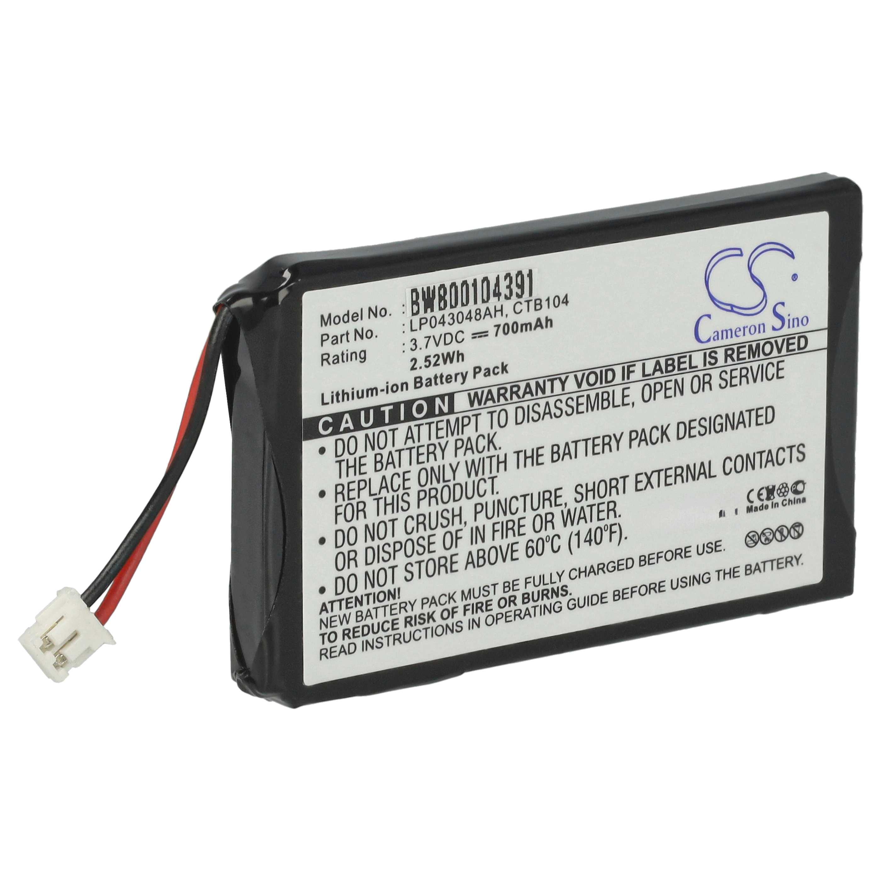 Batterie remplace Sagem 253230694, LP043048AH, CTB104 pour téléphone T-Com - 700mAh 3,7V Li-ion