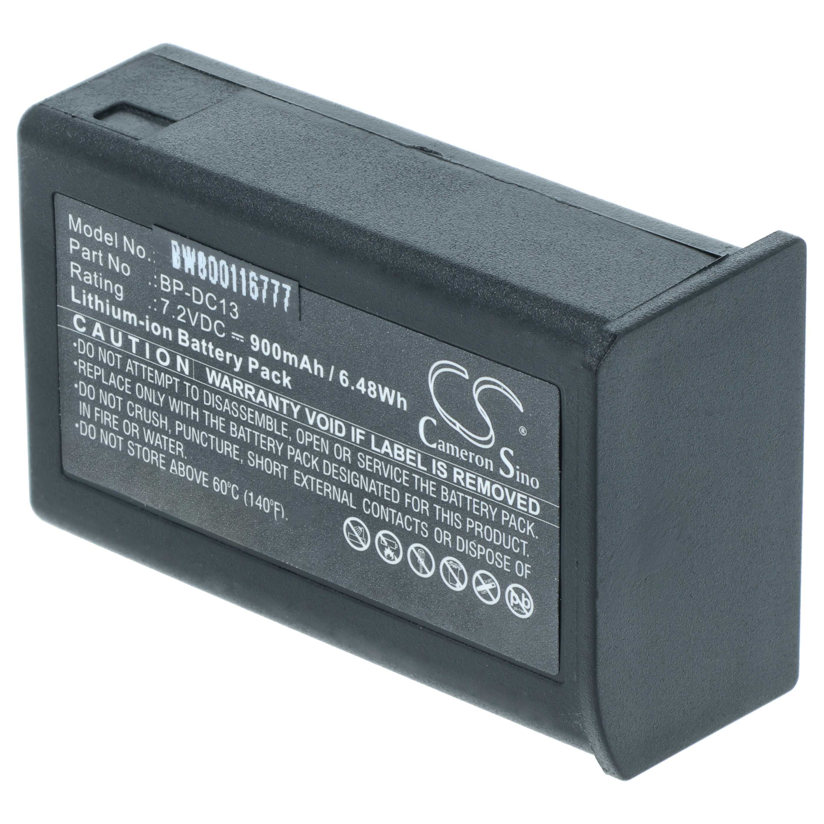 2x Battery replaces Leica BP-DC13 - 900mAh, 7.2V, Li-Ion