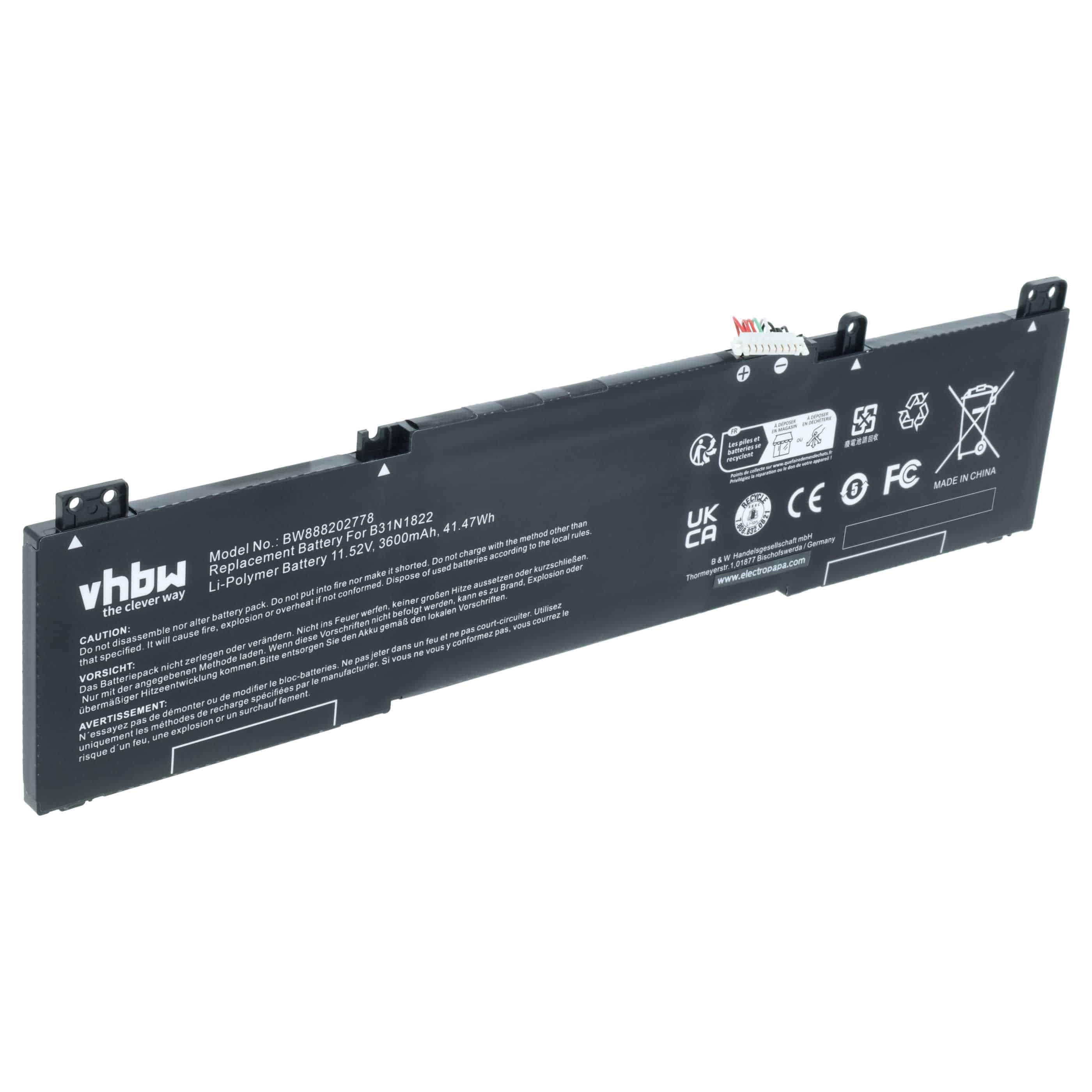 Akumulator do laptopa zamiennik Asus 3ICP5/57/80, 0B200-03220000, B31Bi2H, B31BIEH - 3600 mAh 11,52 V LiPo