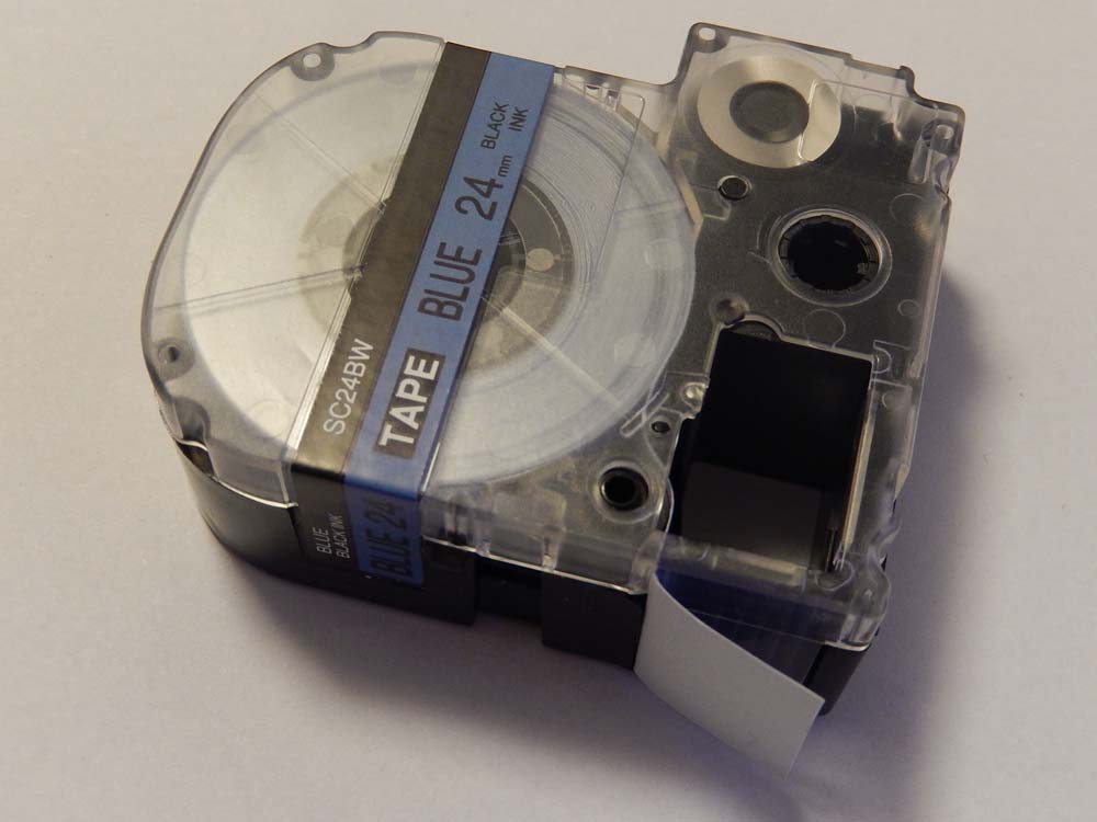 Cassette à ruban remplace Epson LC-6LBP - 24mm lettrage Noir ruban Bleu